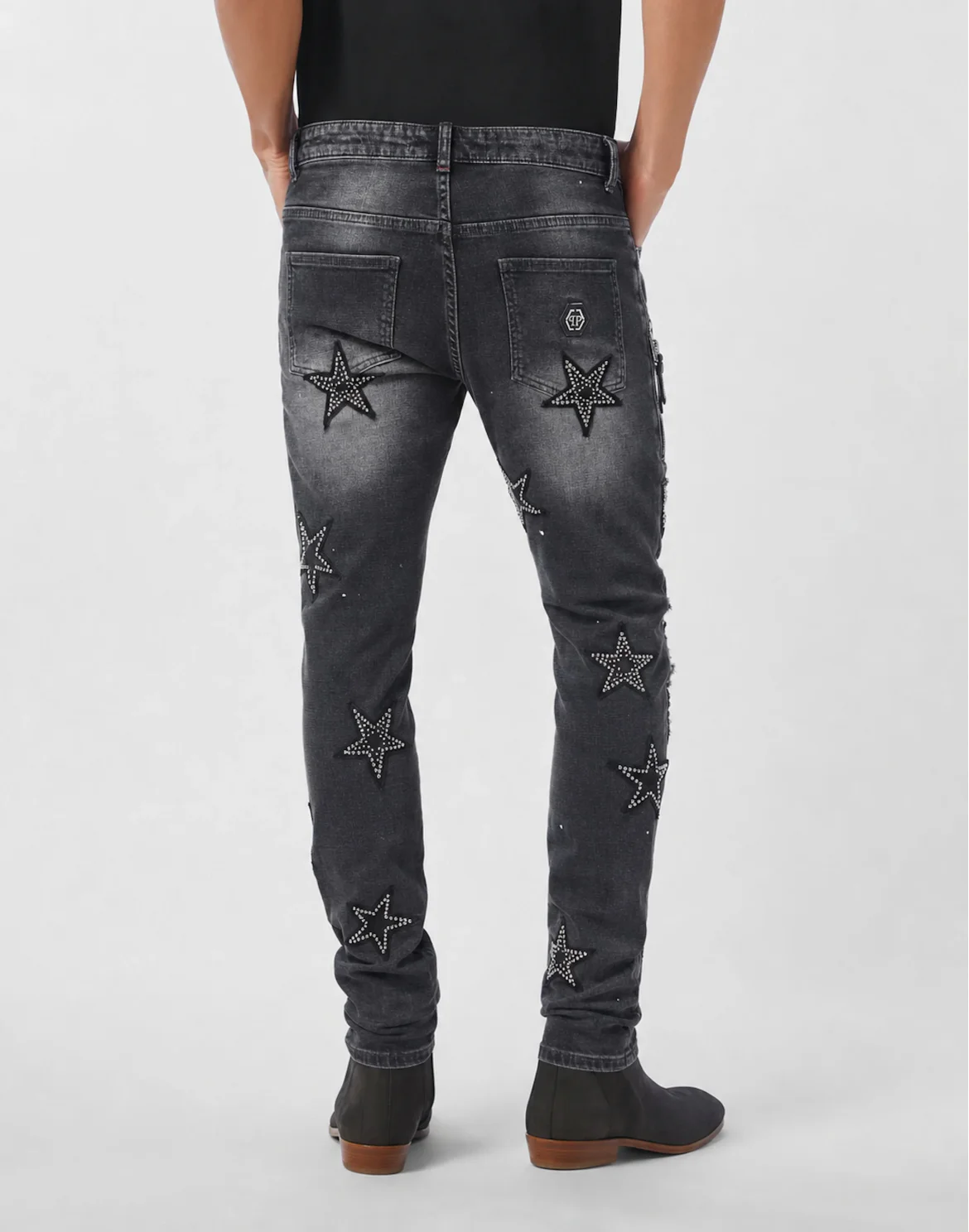 Rock Star Fit Jeans Leather Stars, цвет: Серый