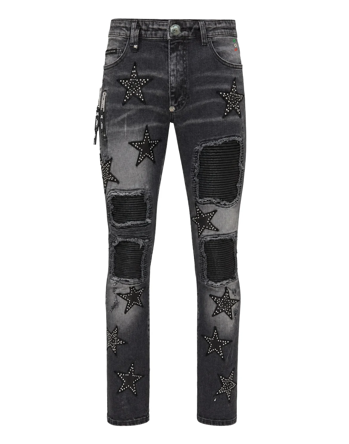 Rock Star Fit Jeans Leather Stars, цвет: Серый