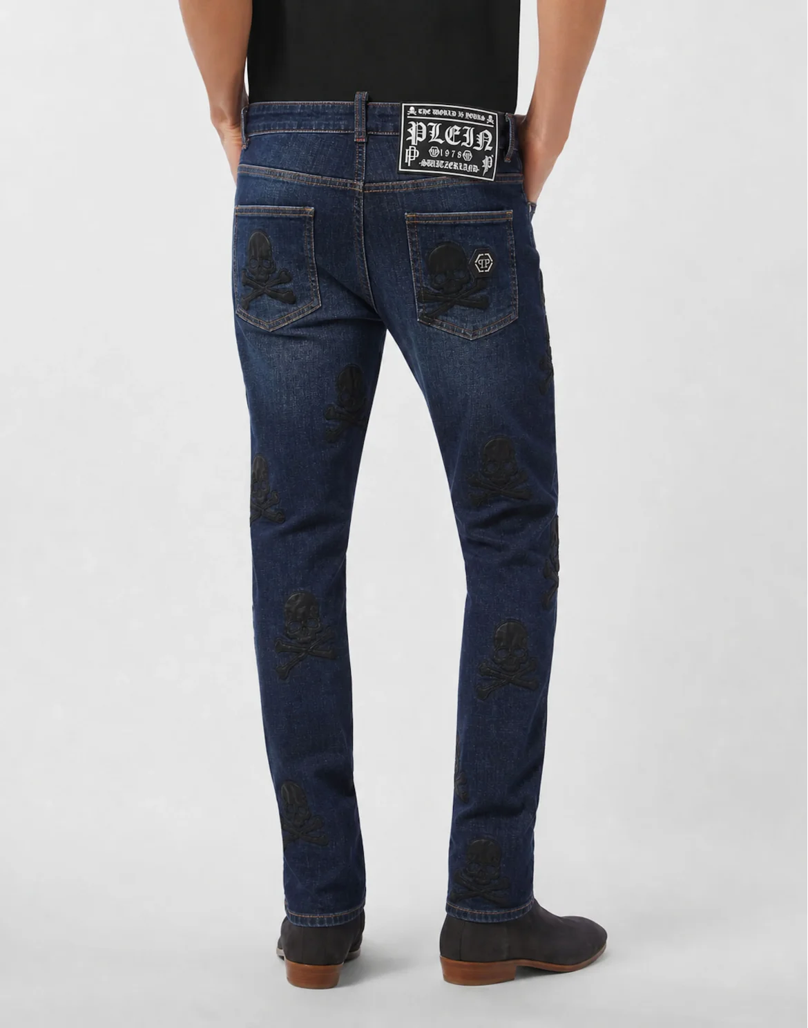 Straight Supreme Fit Jeans Leather Skulls, цвет: Синий