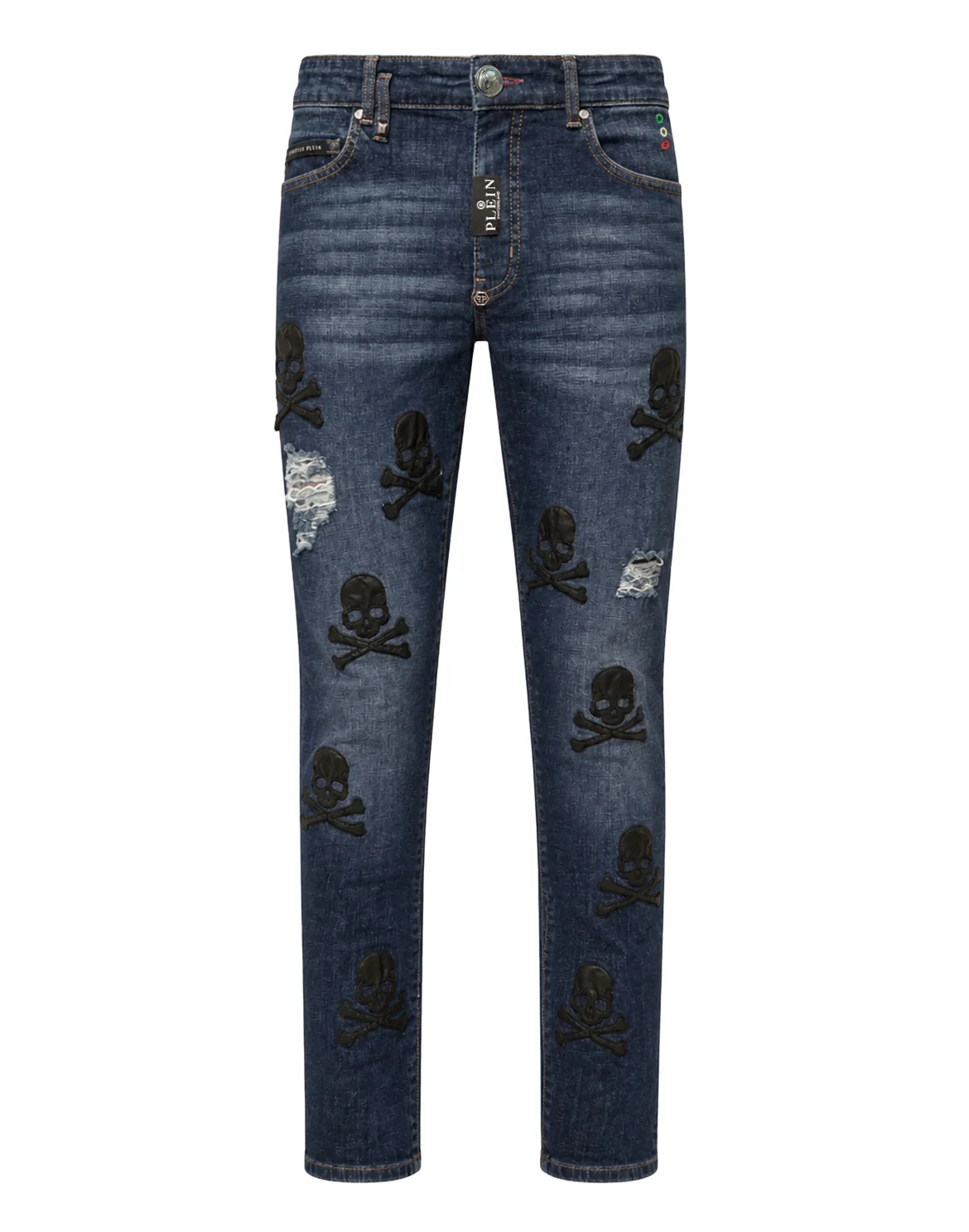 Straight Supreme Fit Jeans Leather Skulls, цвет: Синий