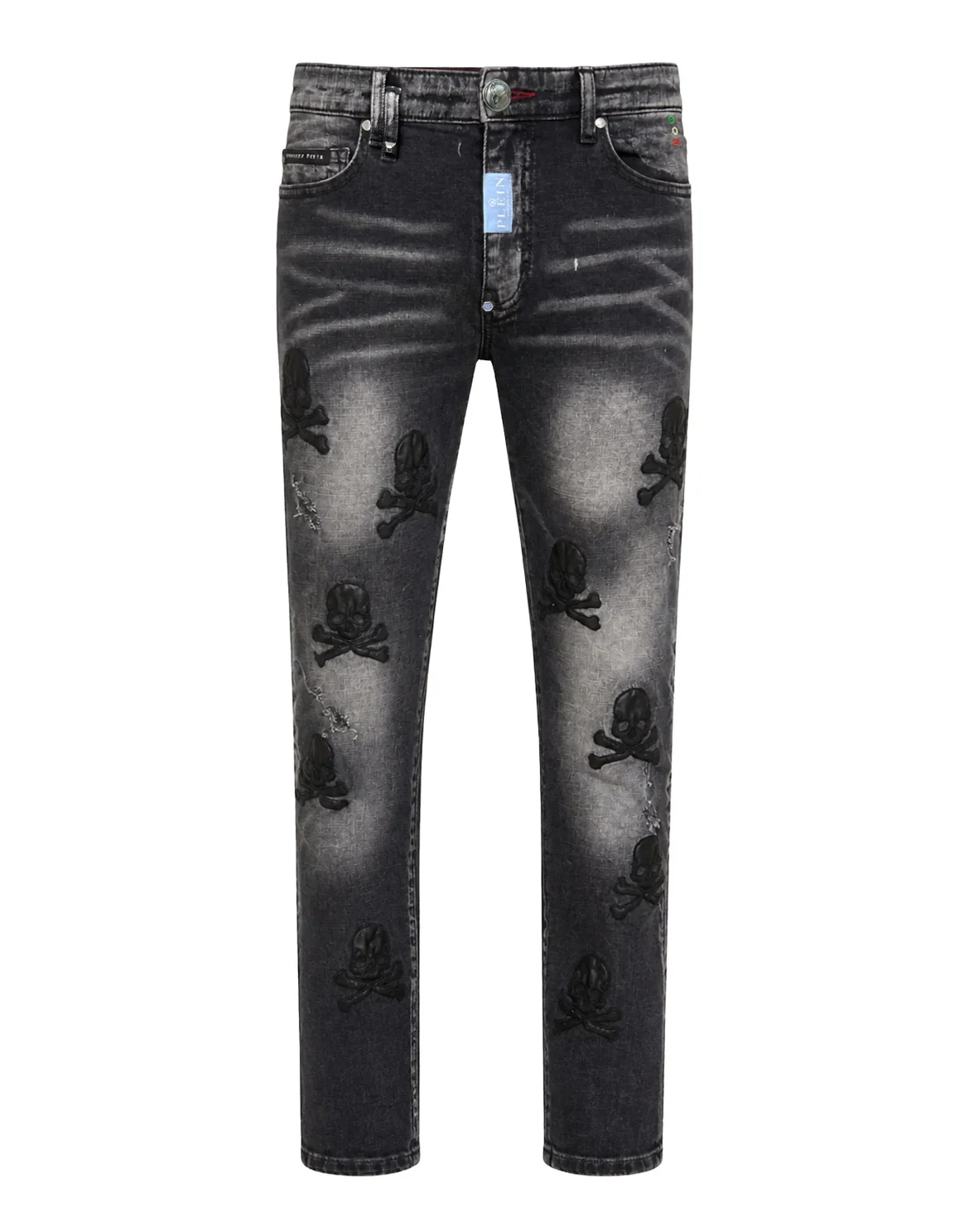 Straight Supreme Fit Jeans Leather Skulls, цвет: Серый