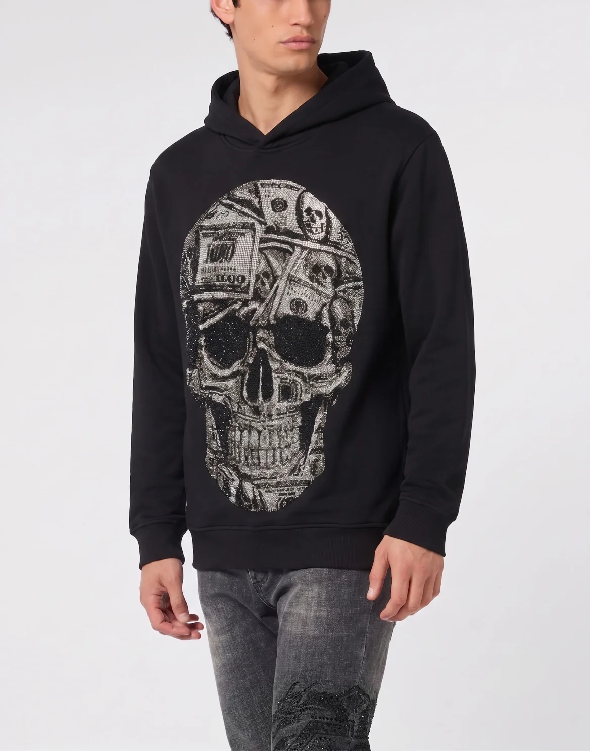 Jersey Hoodie Skull Dollar Stones, цвет: Черный