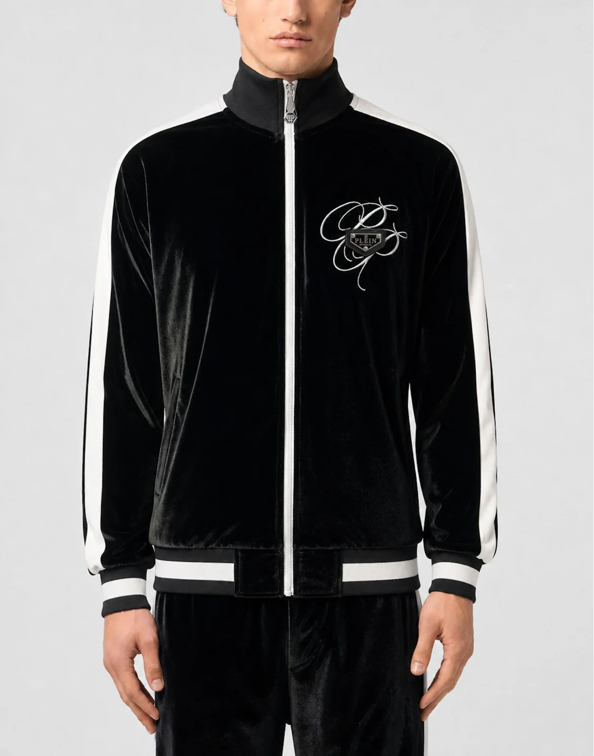 Velvet Jogging Jacket Plein Empire, цвет: Черный