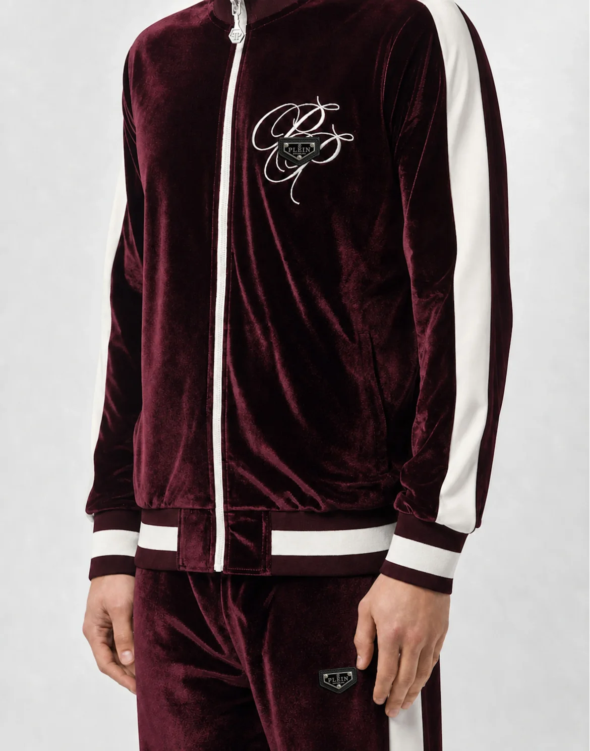 Velvet Jogging Jacket Plein Empire, цвет: Красный