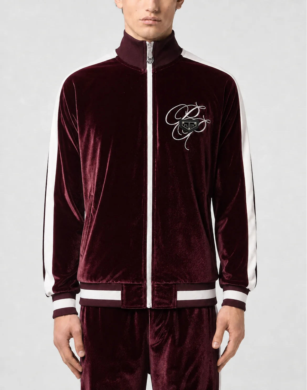 Velvet Jogging Jacket Plein Empire, цвет: Красный