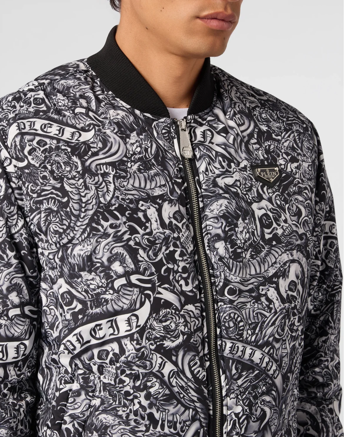 Nylon Bomber All-Over Tattoo, цвет: Черный