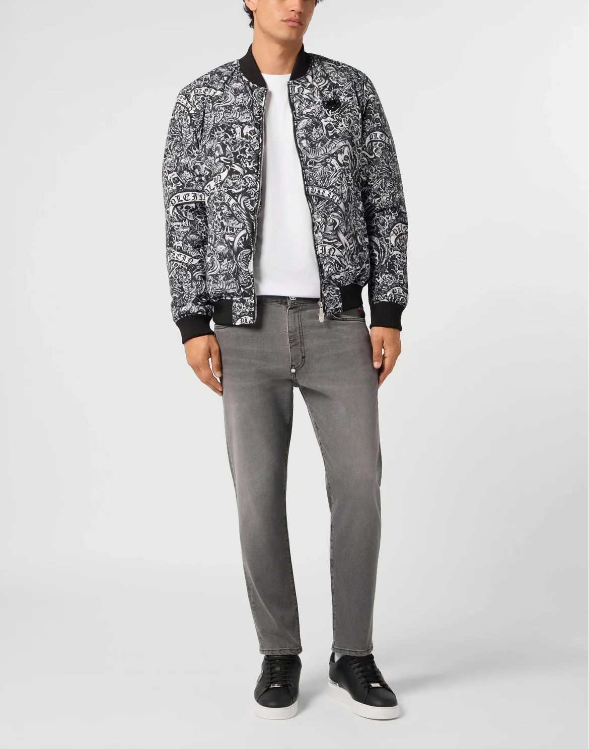 Nylon Bomber All-Over Tattoo, цвет: Черный