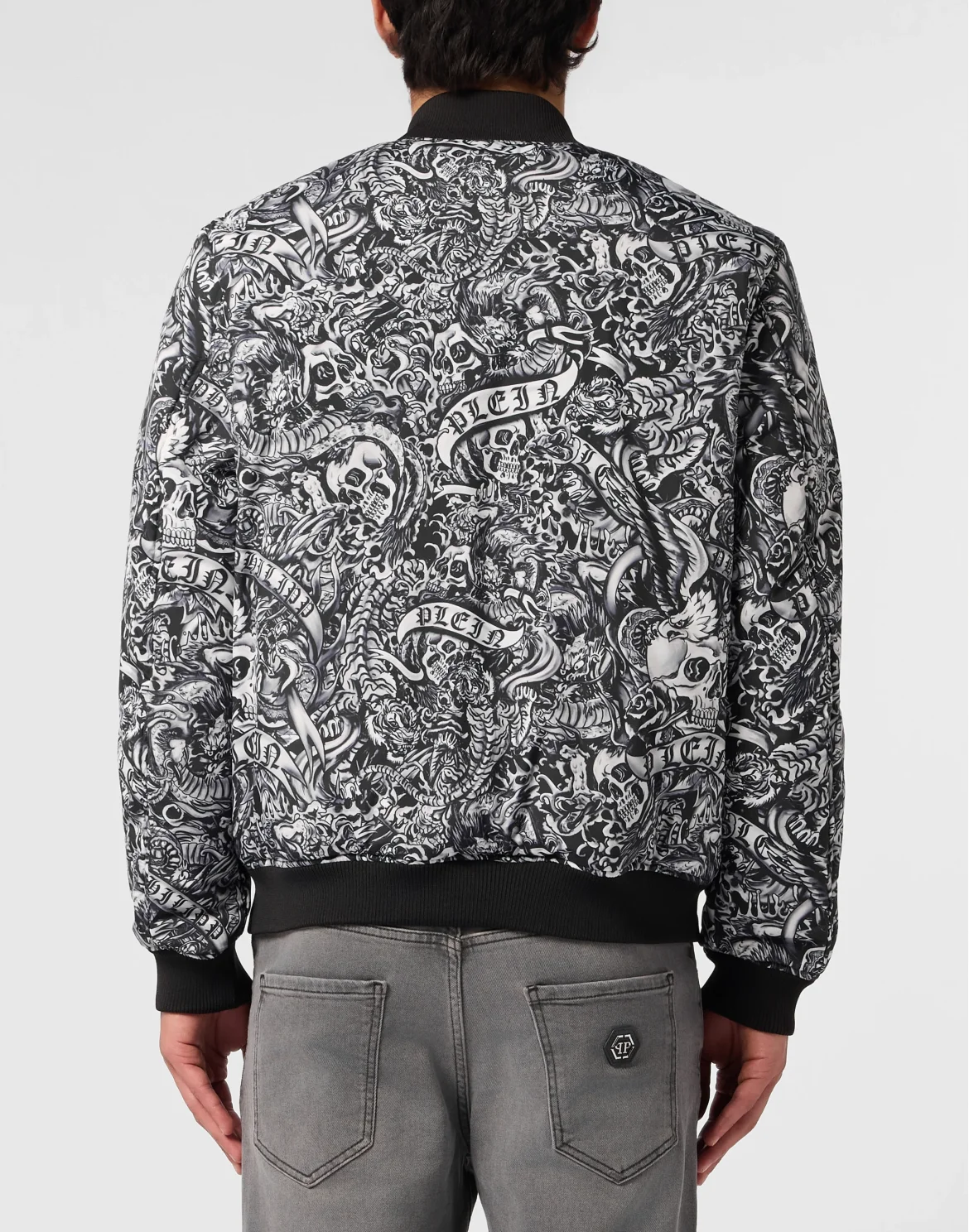 Nylon Bomber All-Over Tattoo, цвет: Черный
