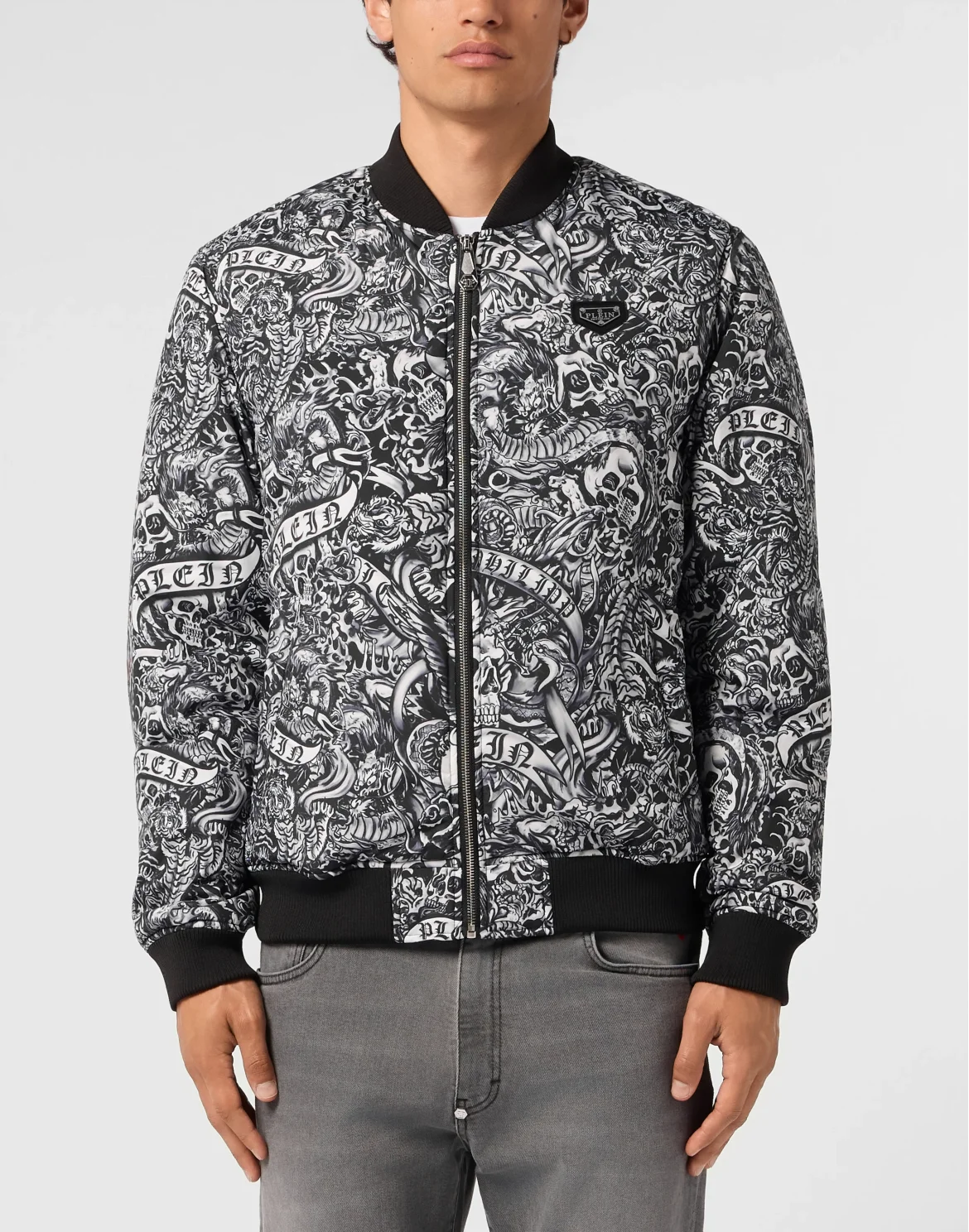 Nylon Bomber All-Over Tattoo, цвет: Черный