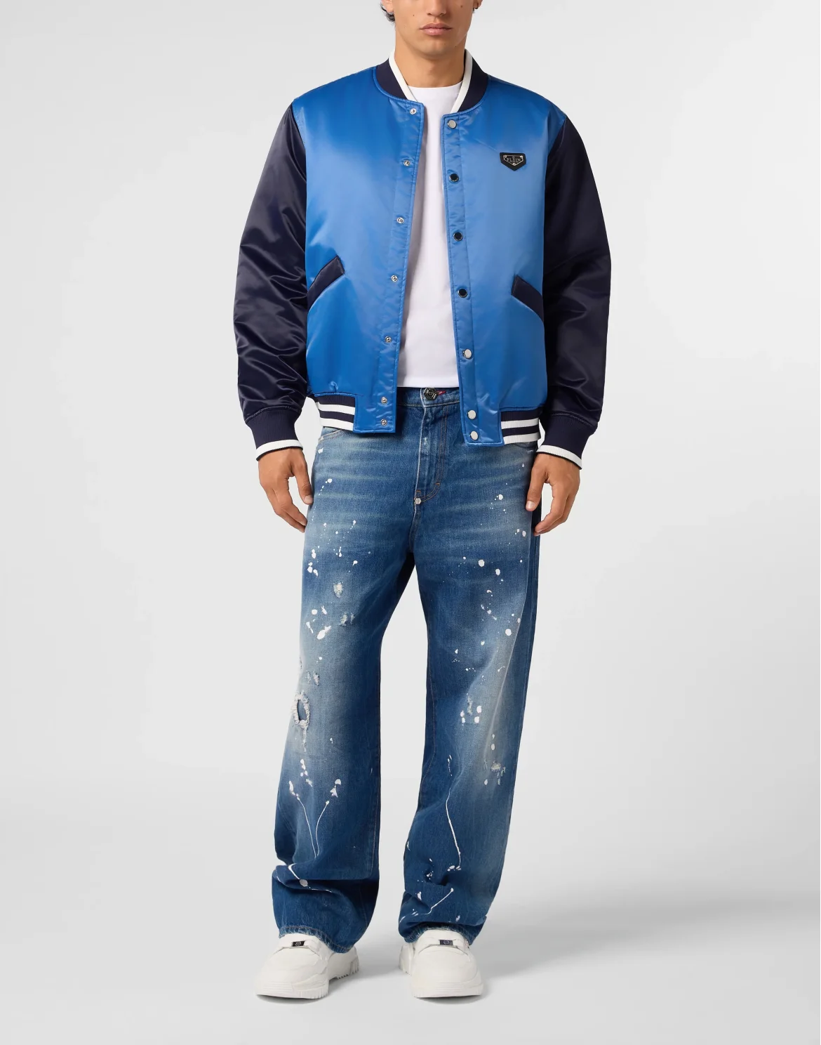 Satin College Bomber Plein Logo, цвет: Синий