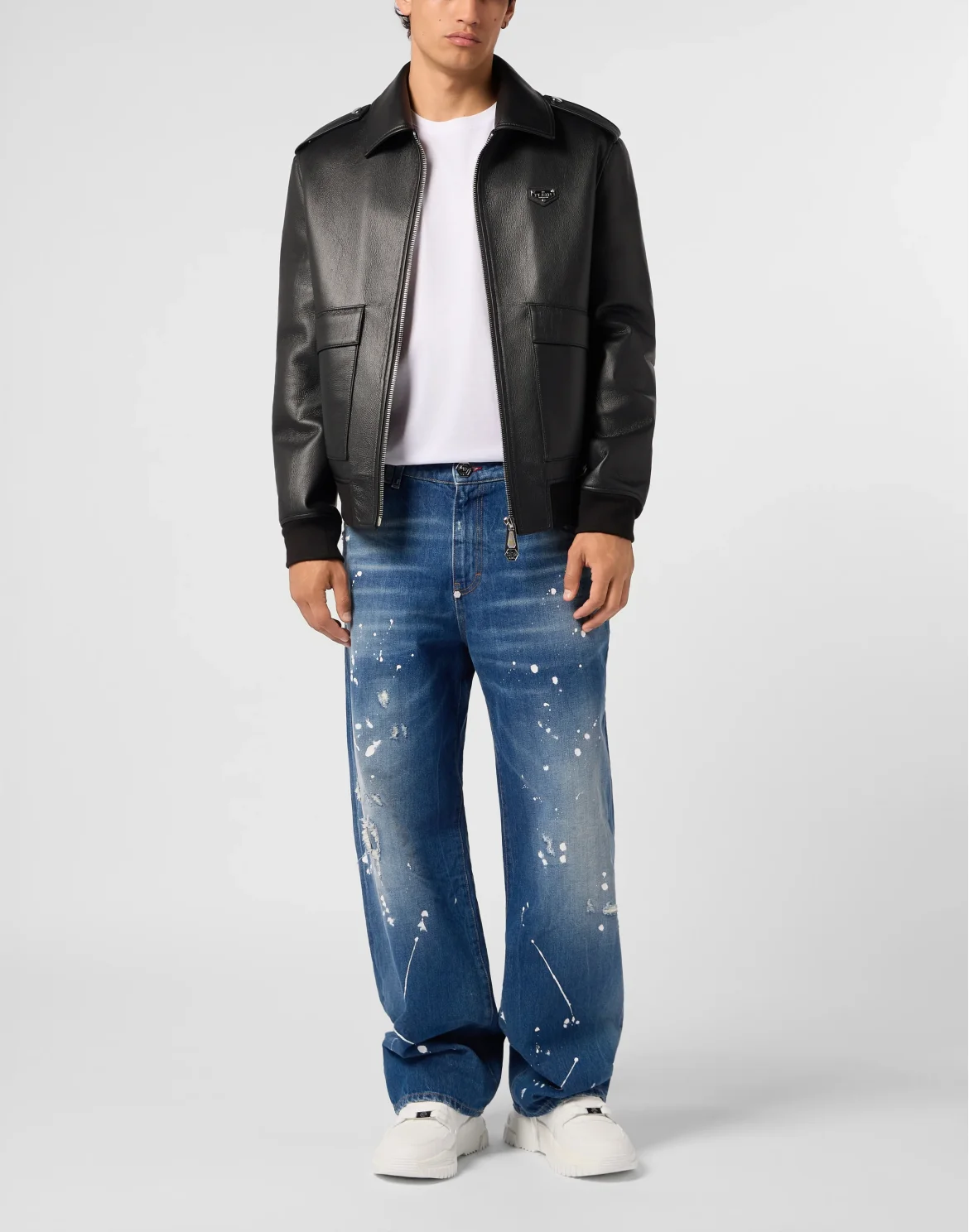 Eco Leather Aviator Jacket, цвет: Черный