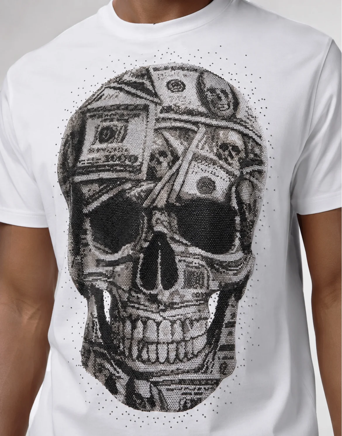 Jersey Round Neck T-Shirt SS Skull Dollar Stones, цвет: Белый