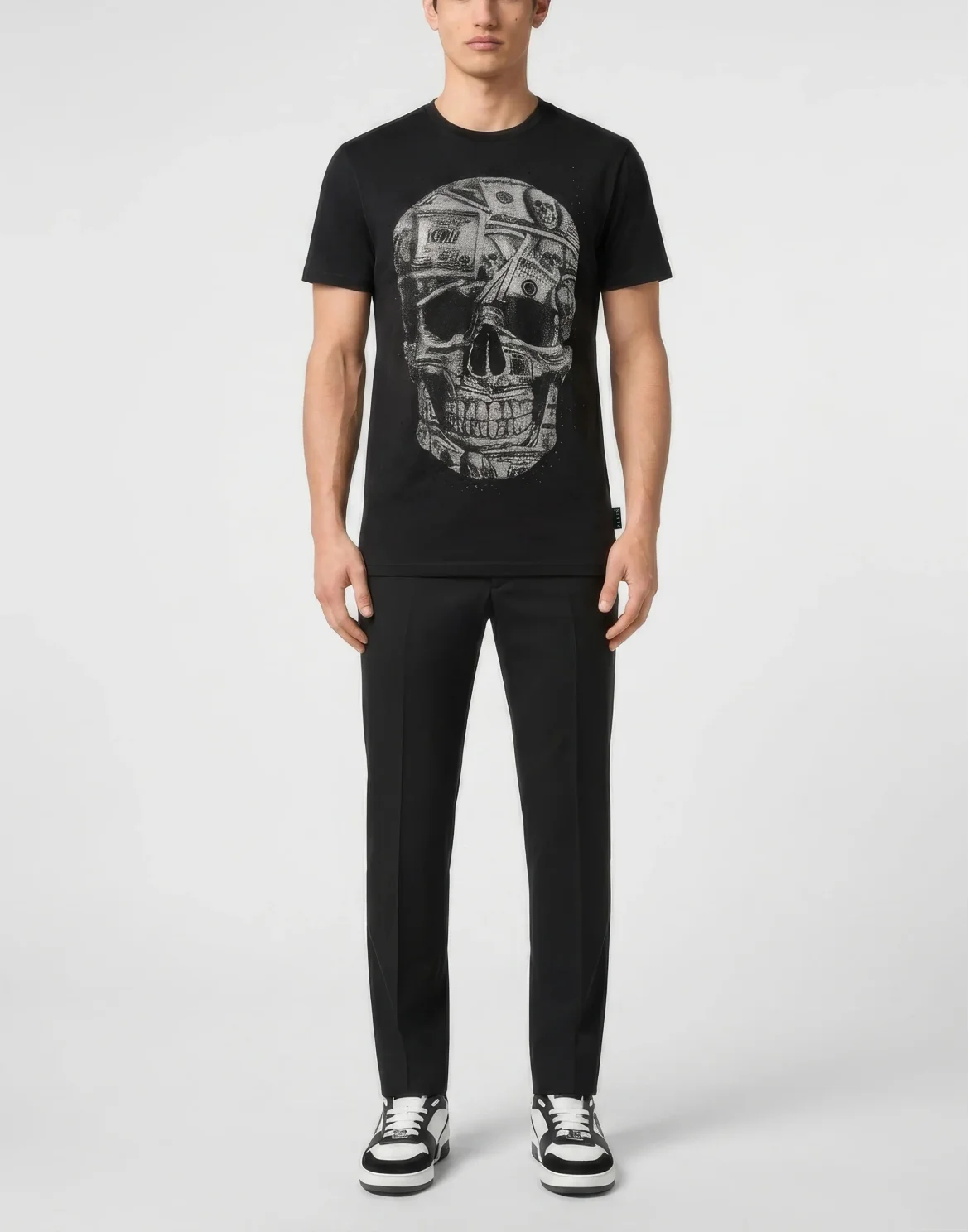 Jersey Round Neck T-Shirt SS Skull Dollar Stones, цвет: Черный