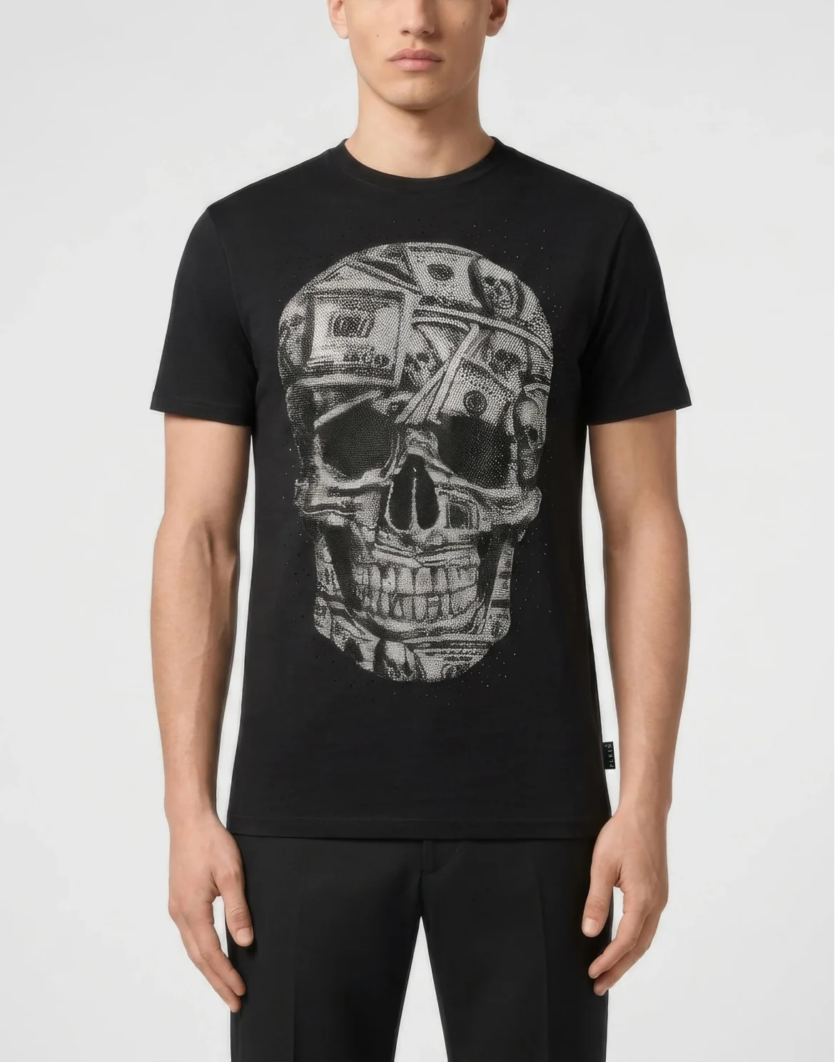 Jersey Round Neck T-Shirt SS Skull Dollar Stones, цвет: Черный