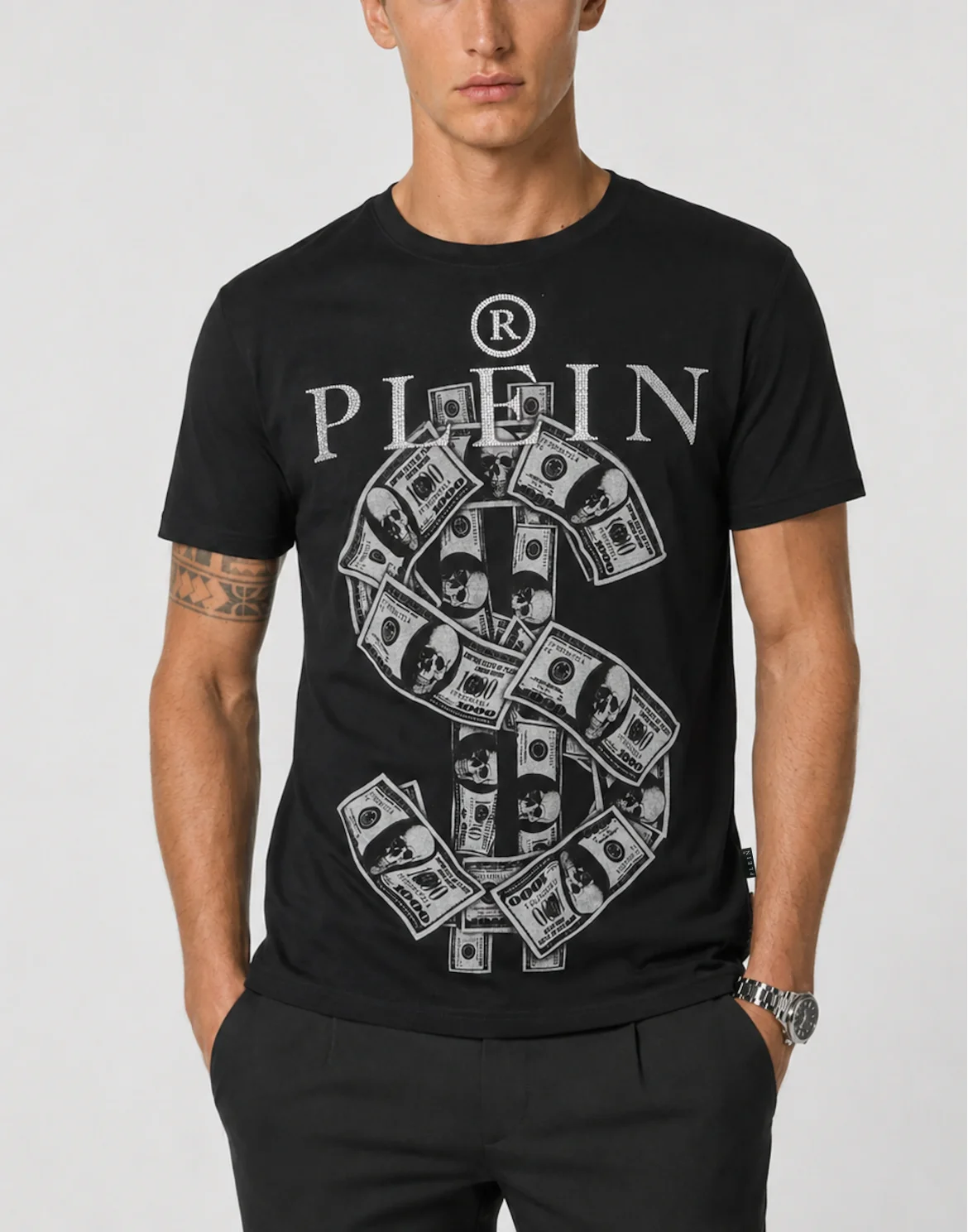 Jersey T-Shirt Plein Dollar, цвет: Черный