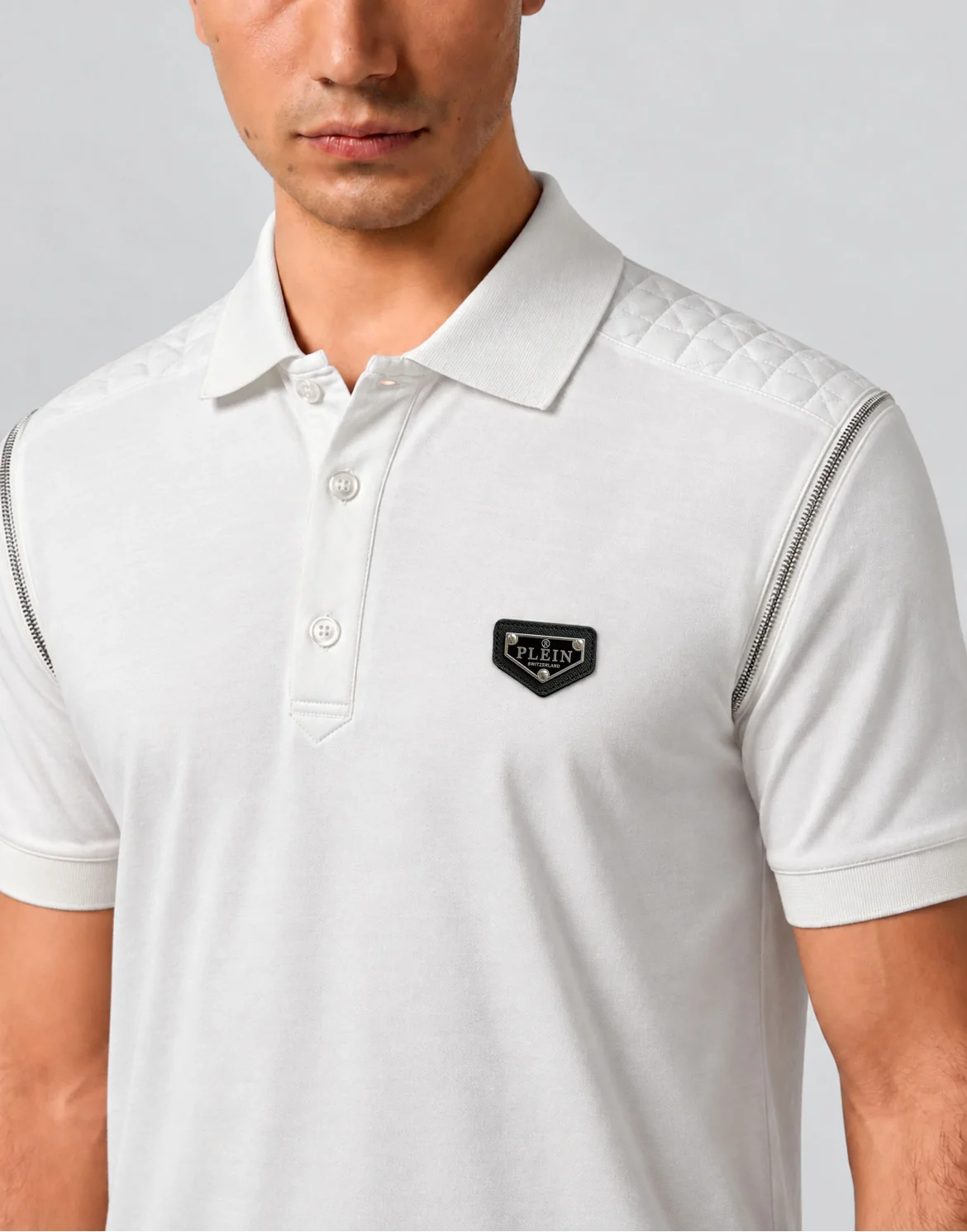 Polo T-Shirt Zippers On Sleeves, цвет: Белый