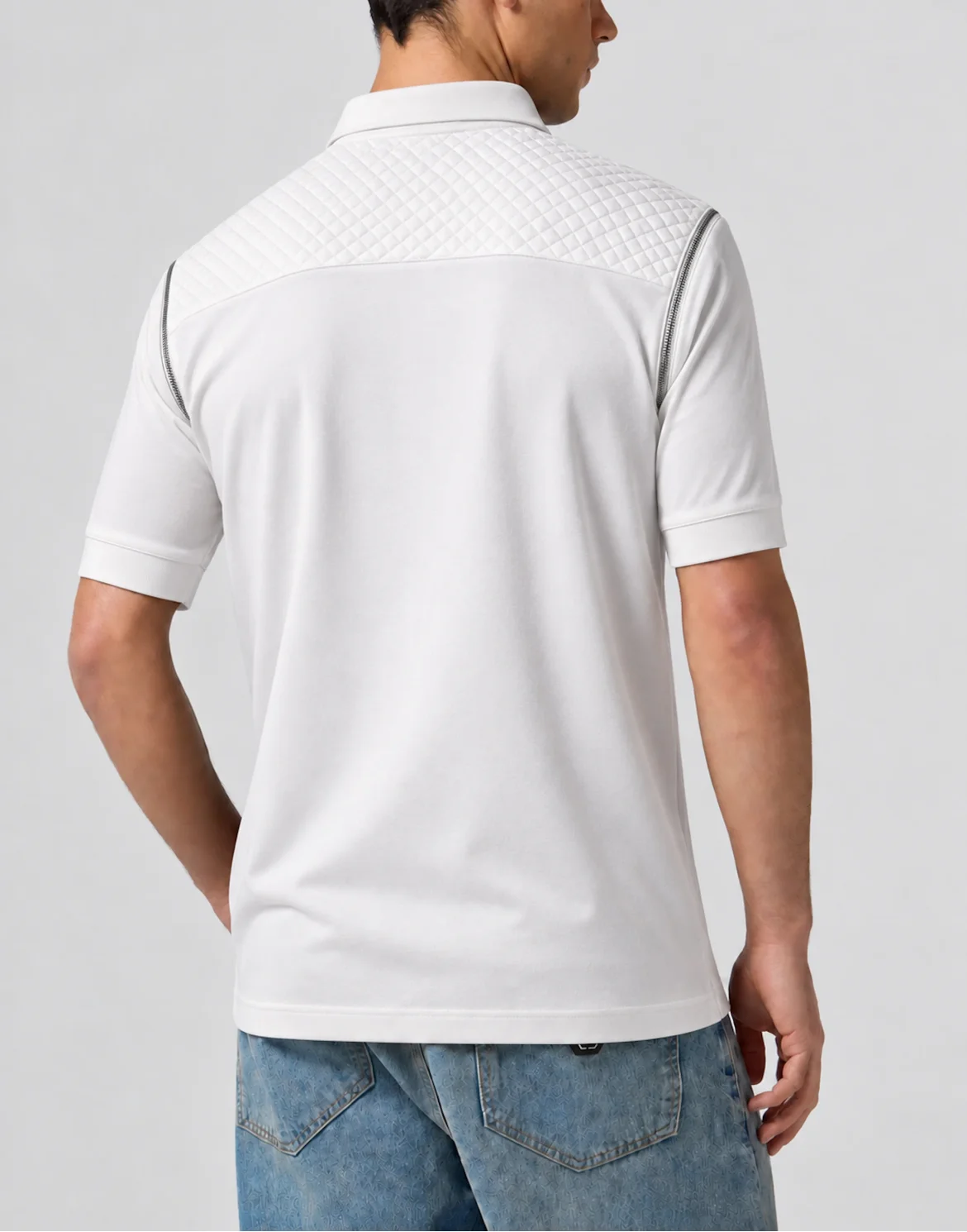 Polo T-Shirt Zippers On Sleeves, цвет: Белый