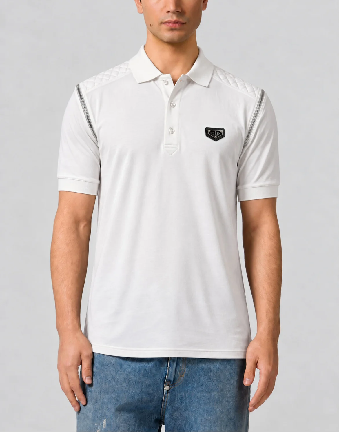Polo T-Shirt Zippers On Sleeves, цвет: Белый