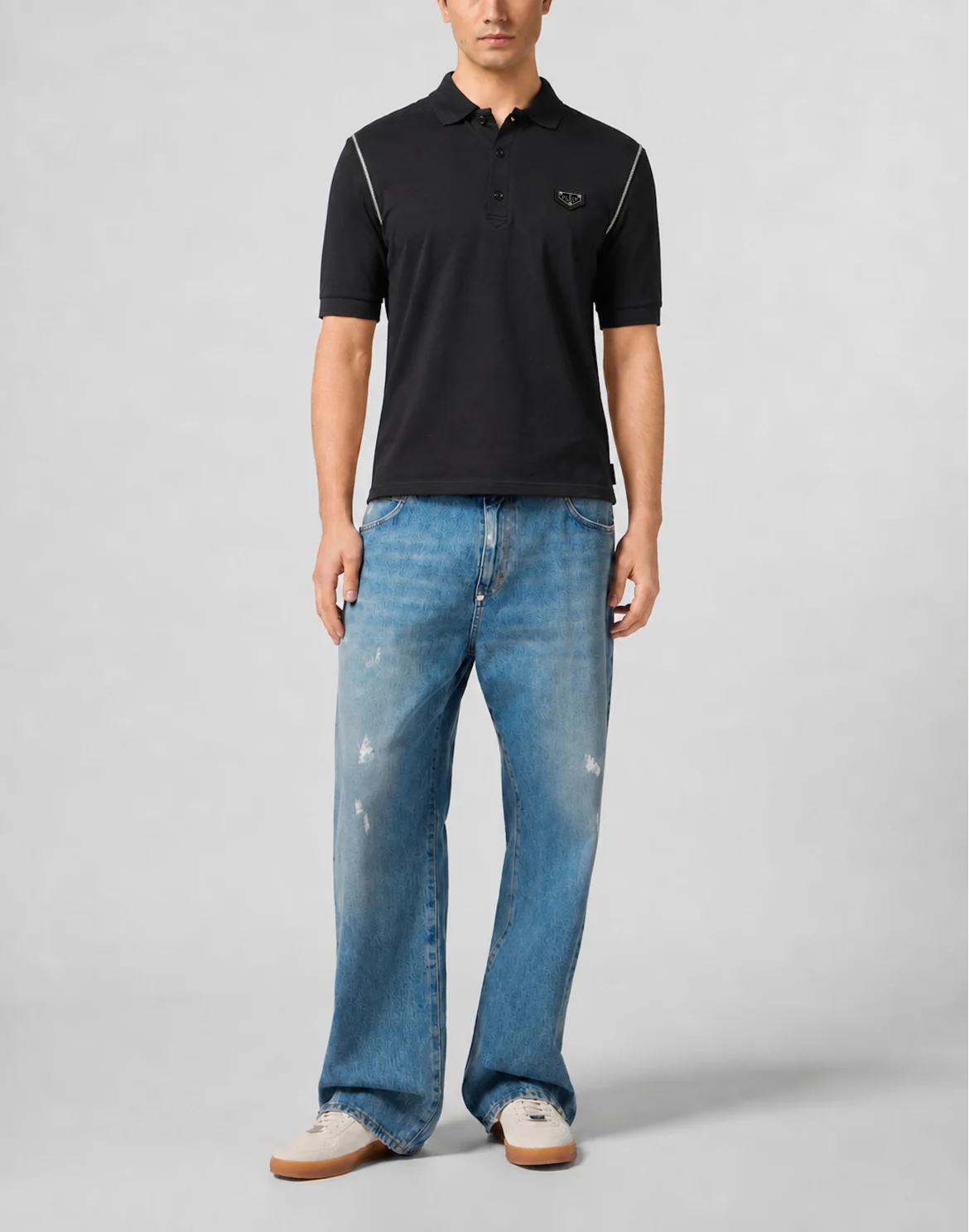 Polo T-Shirt Zippers On Sleeves, цвет: Черный