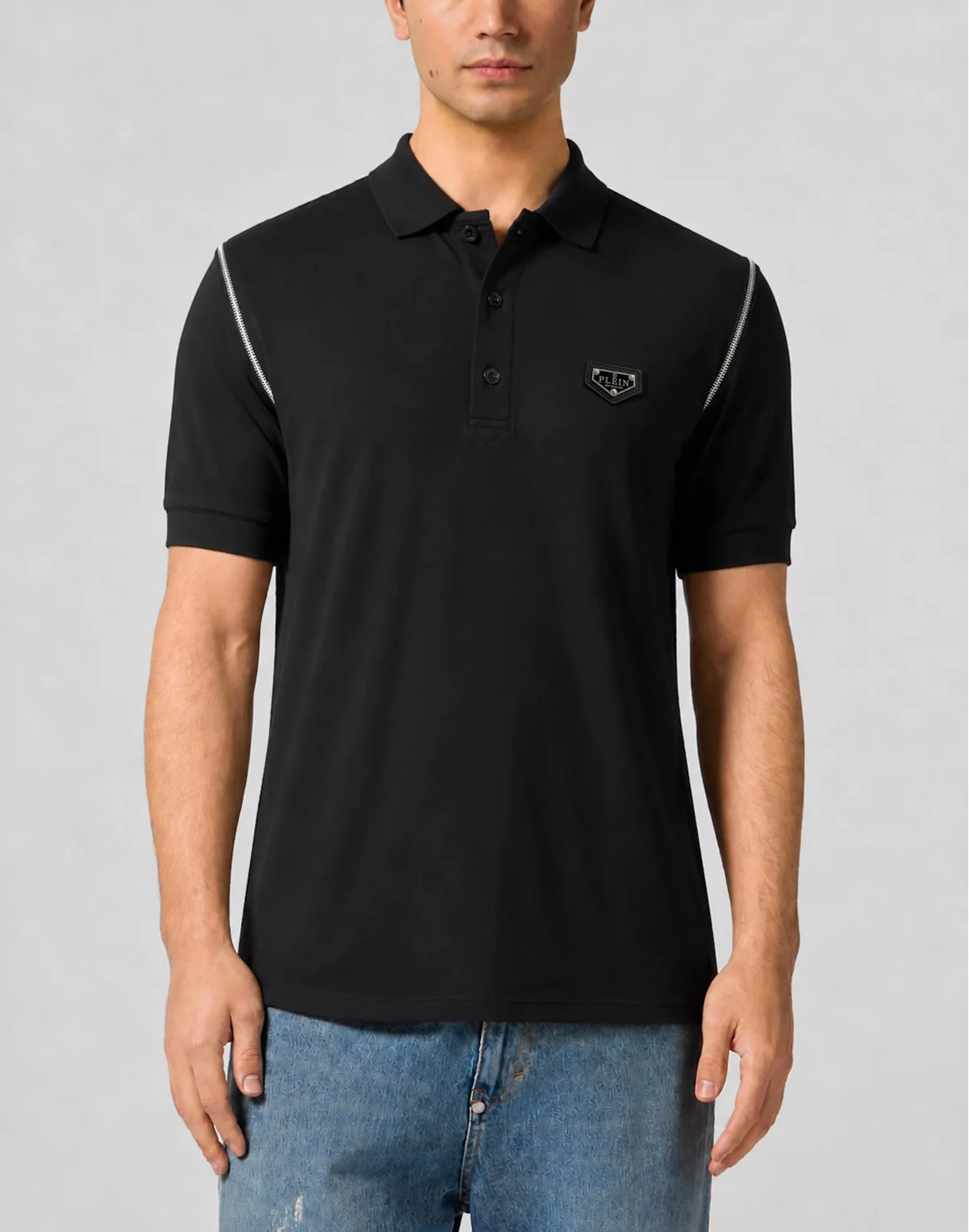 Polo T-Shirt Zippers On Sleeves, цвет: Черный
