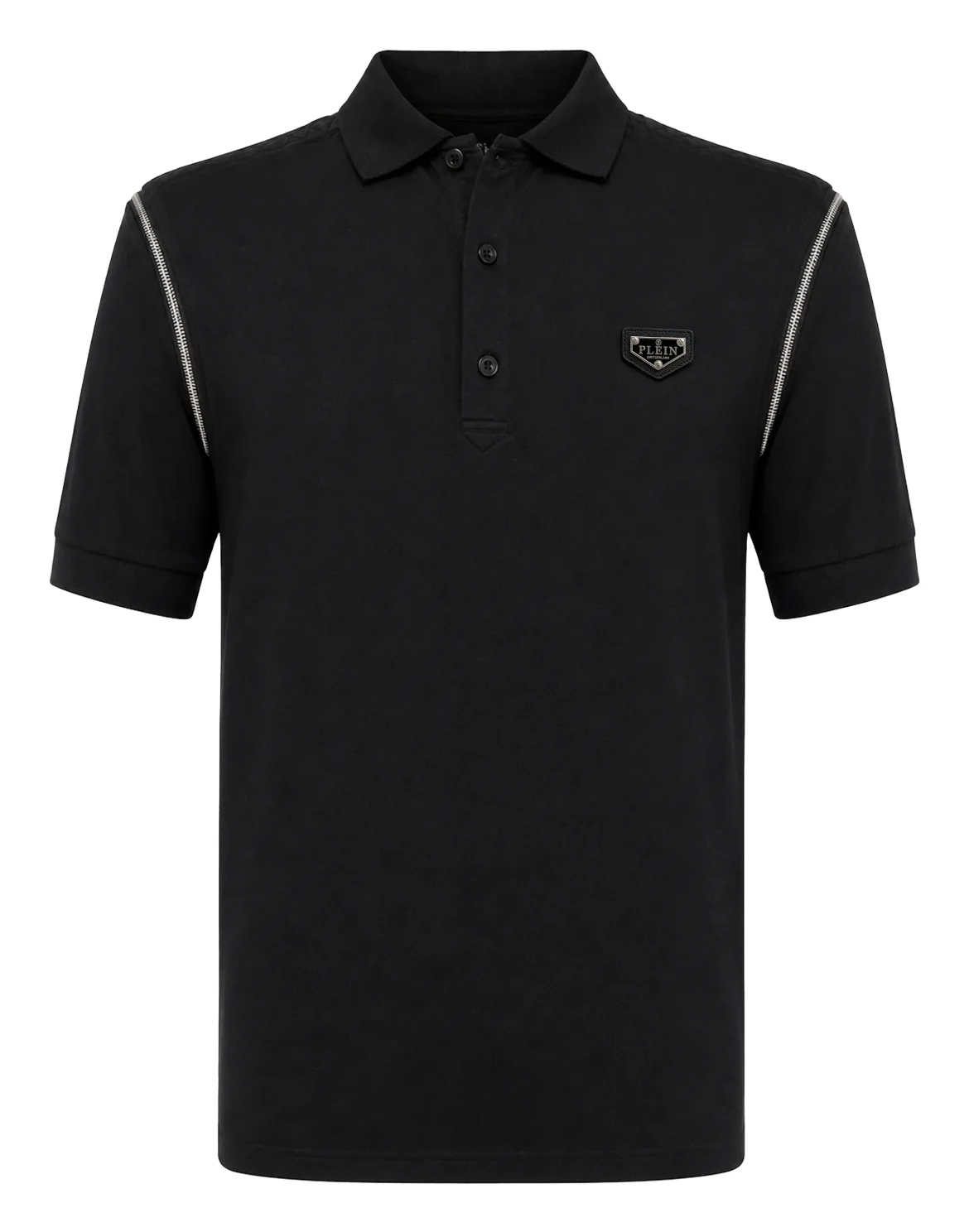 Polo T-Shirt Zippers On Sleeves, цвет: Черный