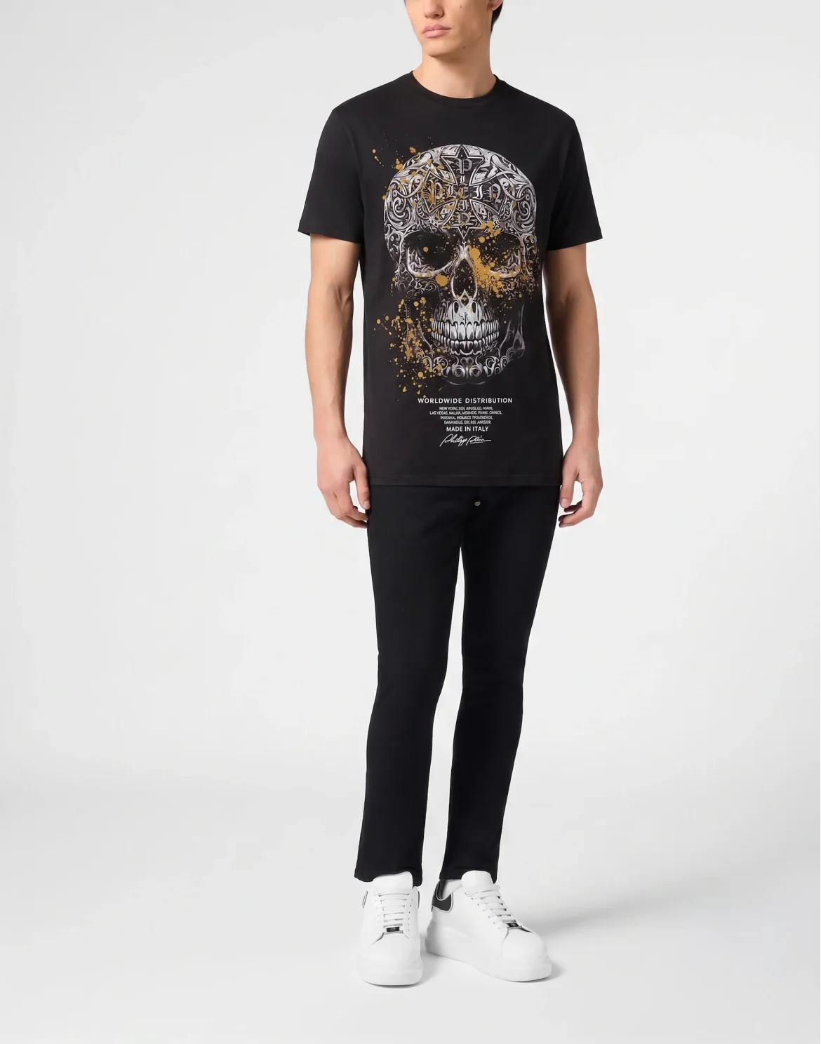 Jersey T-Shirt Plein Skull Baroque Dots, цвет: Черный