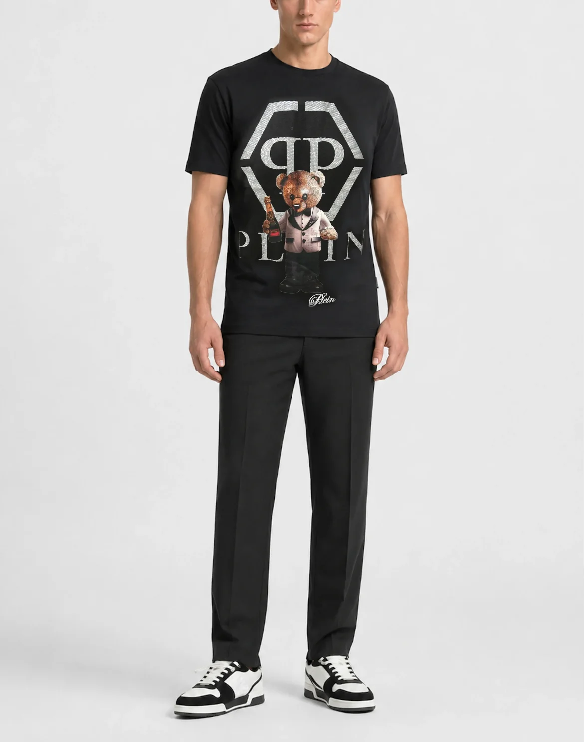 Cotton T-Shirt Teddy Plein Logo, цвет: Черный
