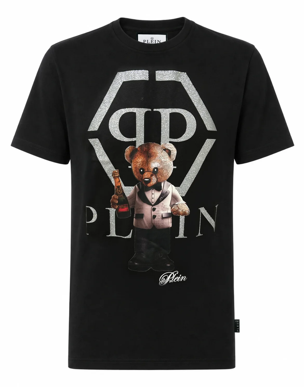 Cotton T-Shirt Teddy Plein Logo, цвет: Черный