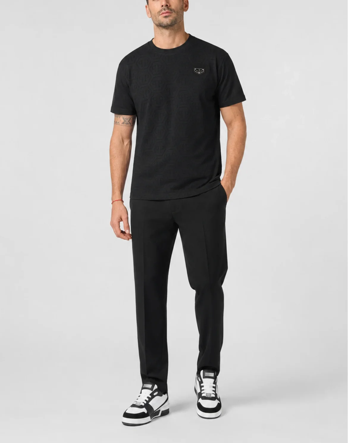 Jacquard T-Shirt Monogram, цвет: Черный