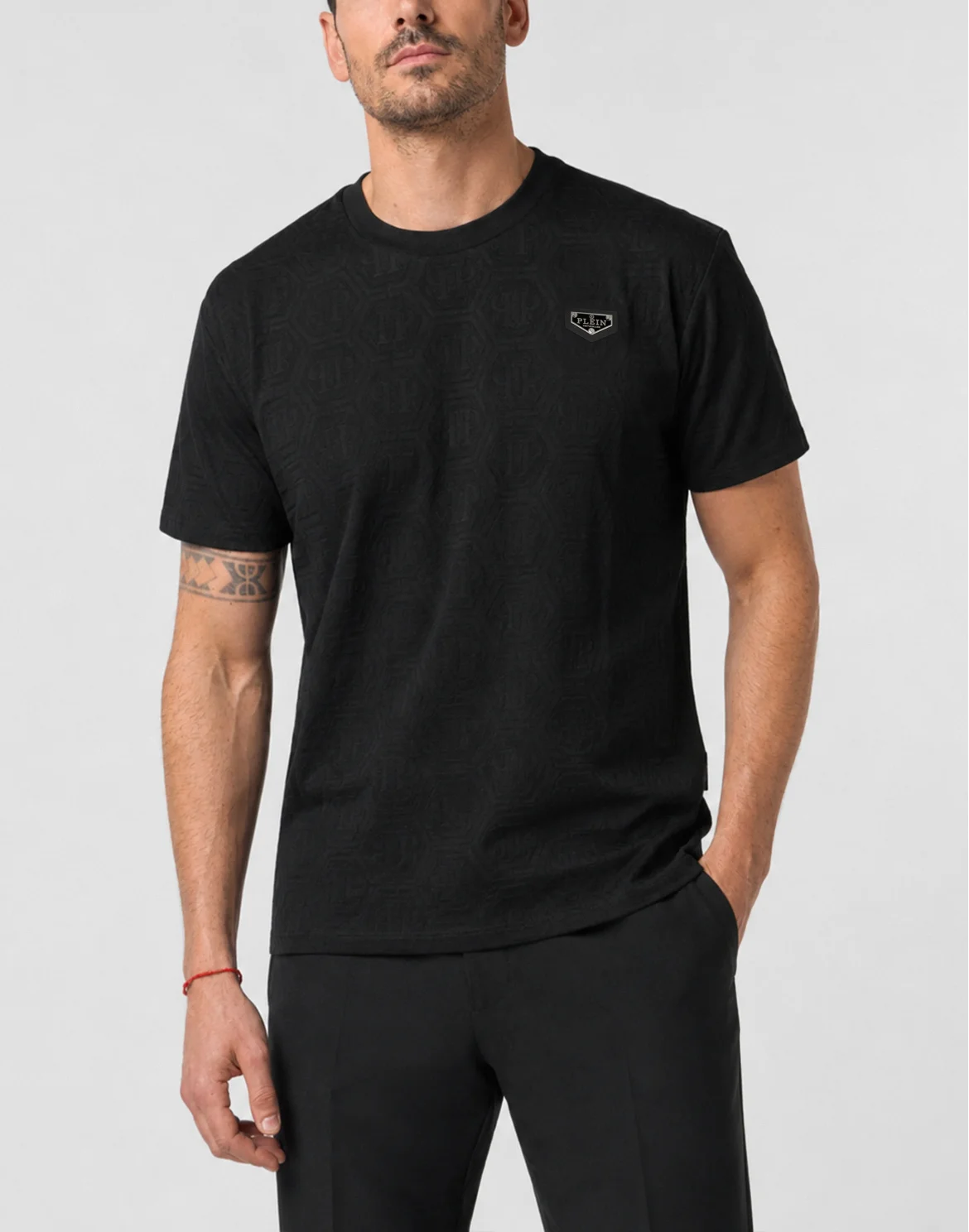 Jacquard T-Shirt Monogram, цвет: Черный