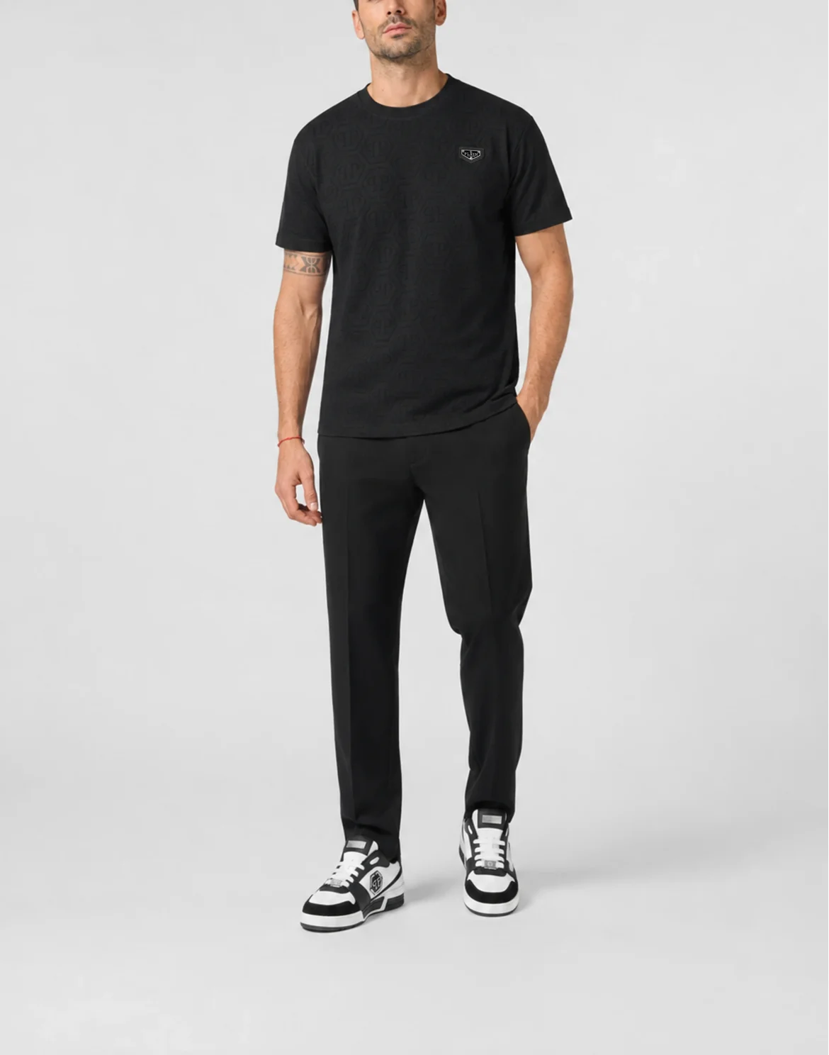 Jacquard T-Shirt Monogram, цвет: Черный