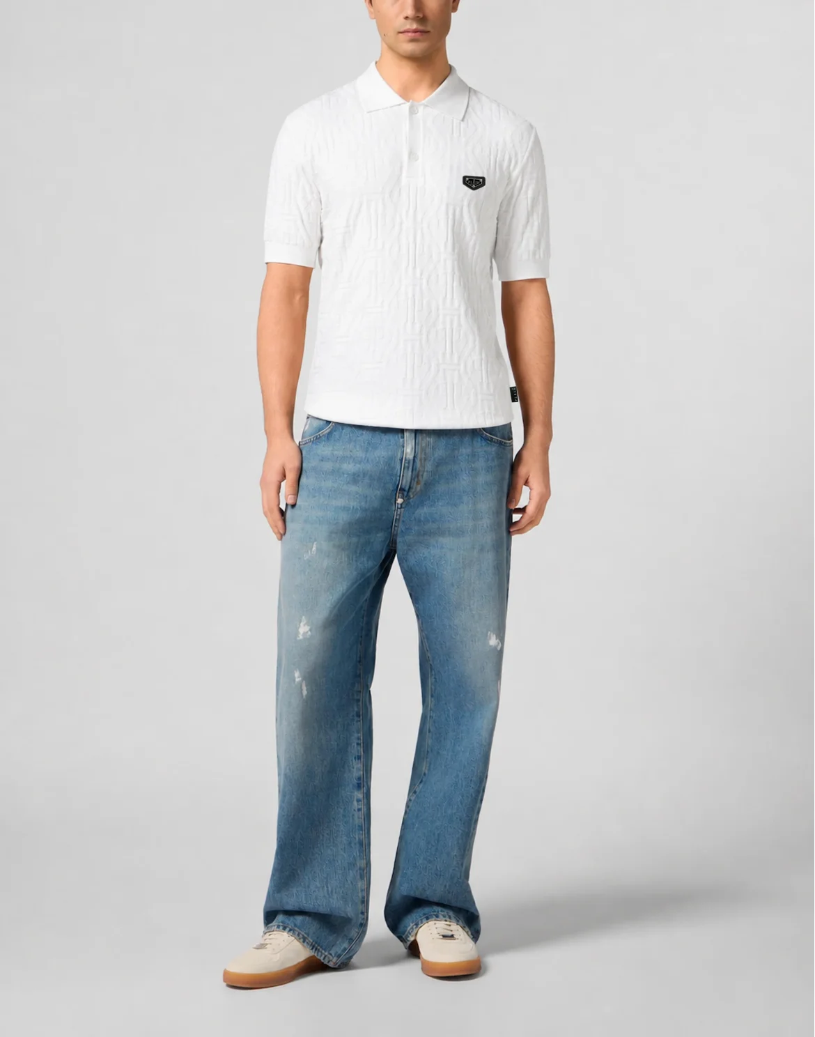 Jacquard Polo T-Shirt Monogram, цвет: Белый