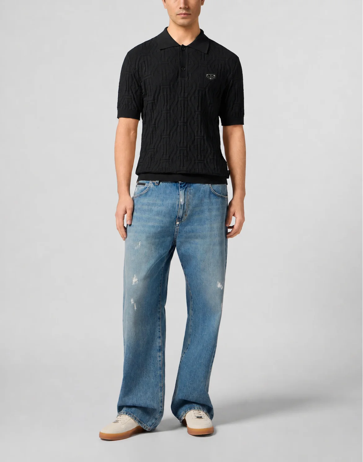 Jacquard Polo T-Shirt Monogram, цвет: Черный