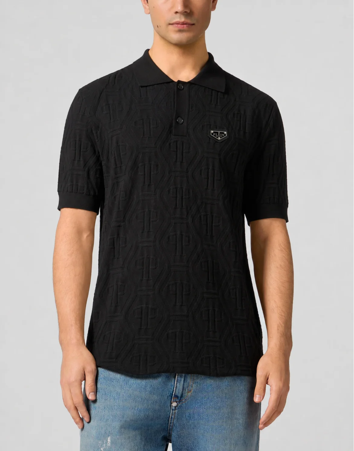 Jacquard Polo T-Shirt Monogram, цвет: Черный