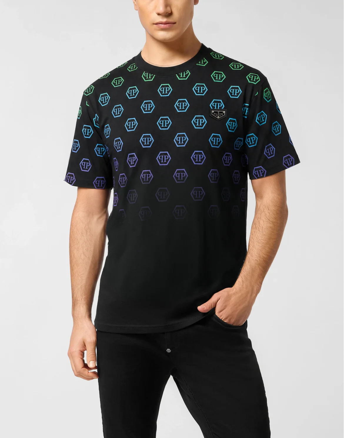 Jacquard T-Shirt Monogram Degrade, цвет: Белый