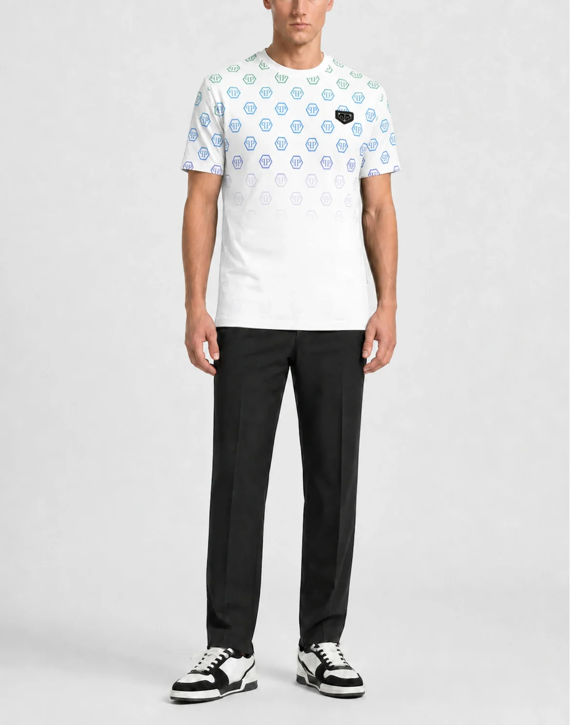 Jacquard T-Shirt Monogram Degrade, цвет: Черный