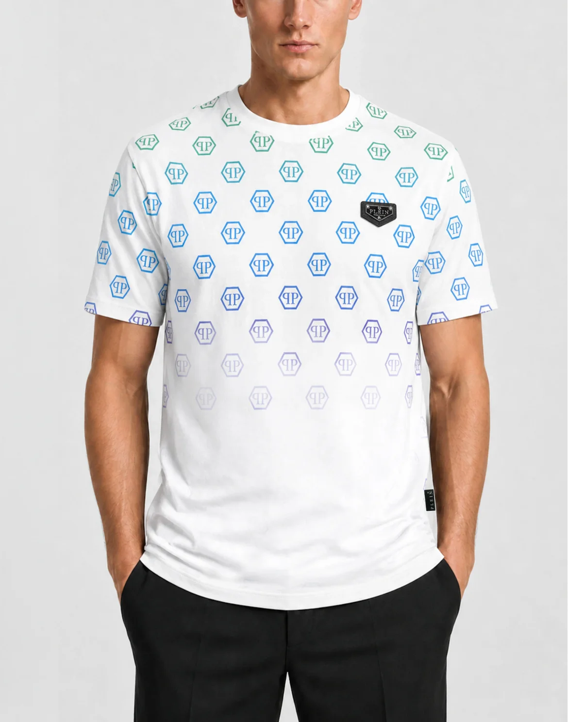 Jacquard T-Shirt Monogram Degrade, цвет: Черный