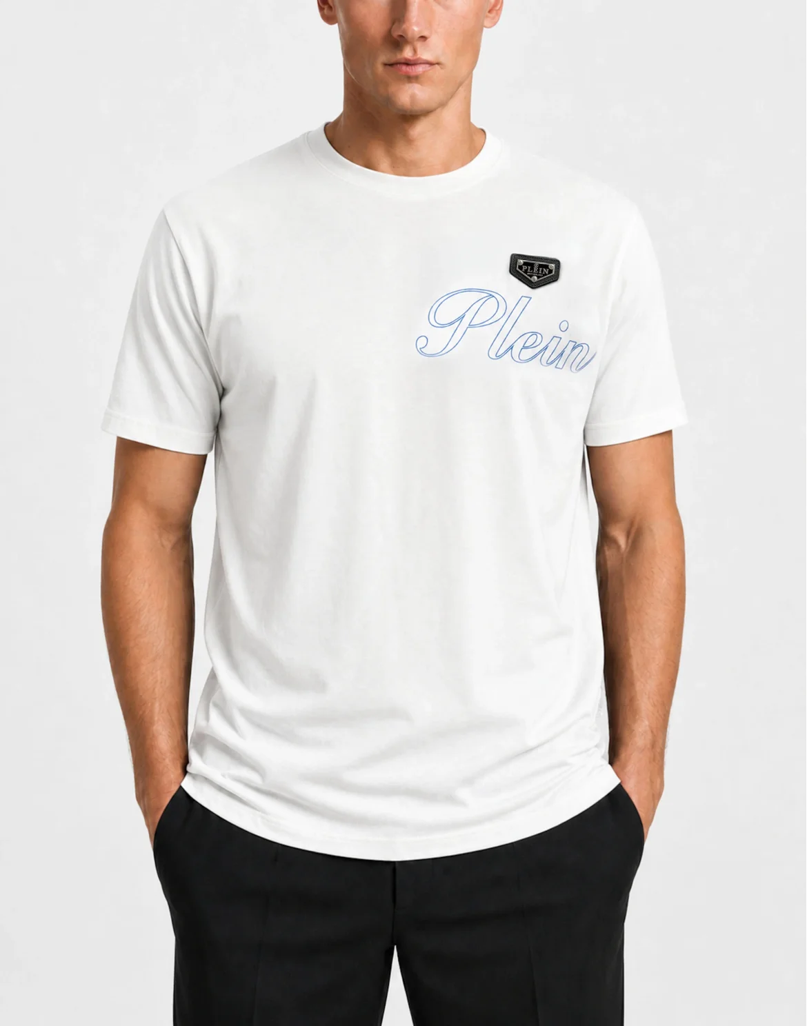 Jersey T-Shirt Roundneck Plein, цвет: Белый