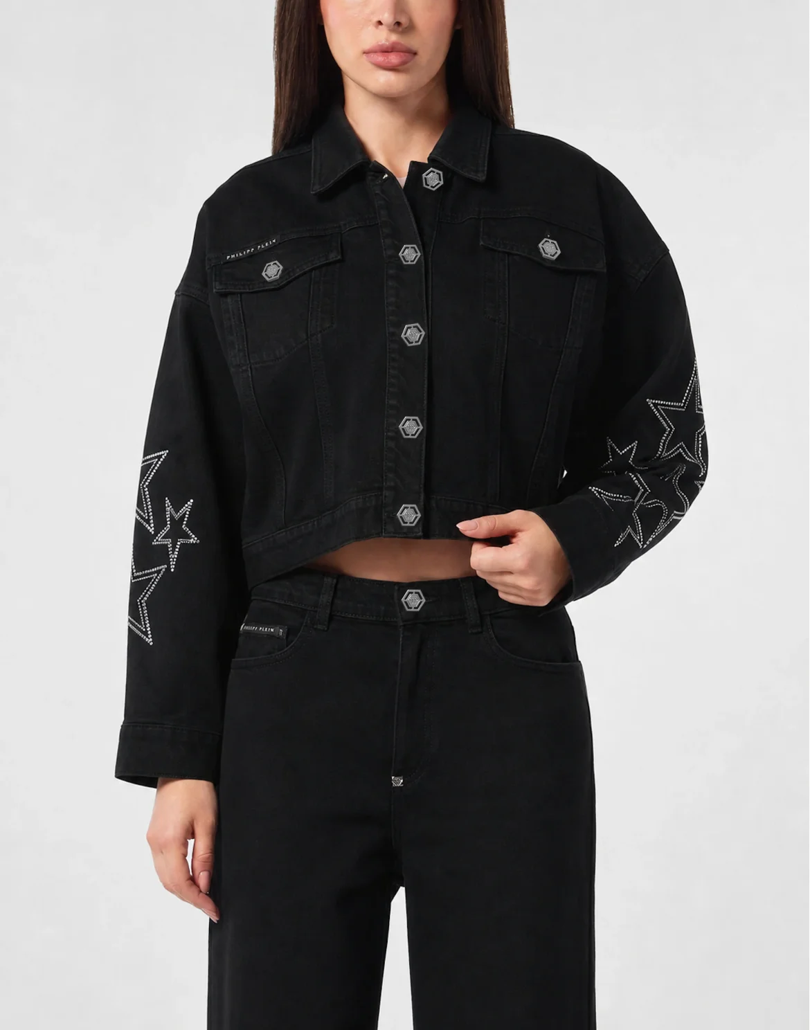 Denim Regular Jacket Star Studs, цвет: Черный