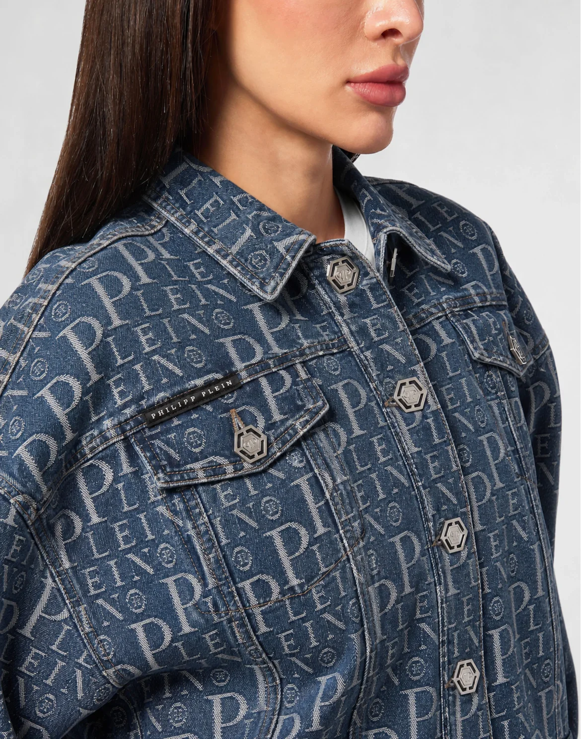 Denim Jacket Diagonal Logo Laser, цвет: Синий