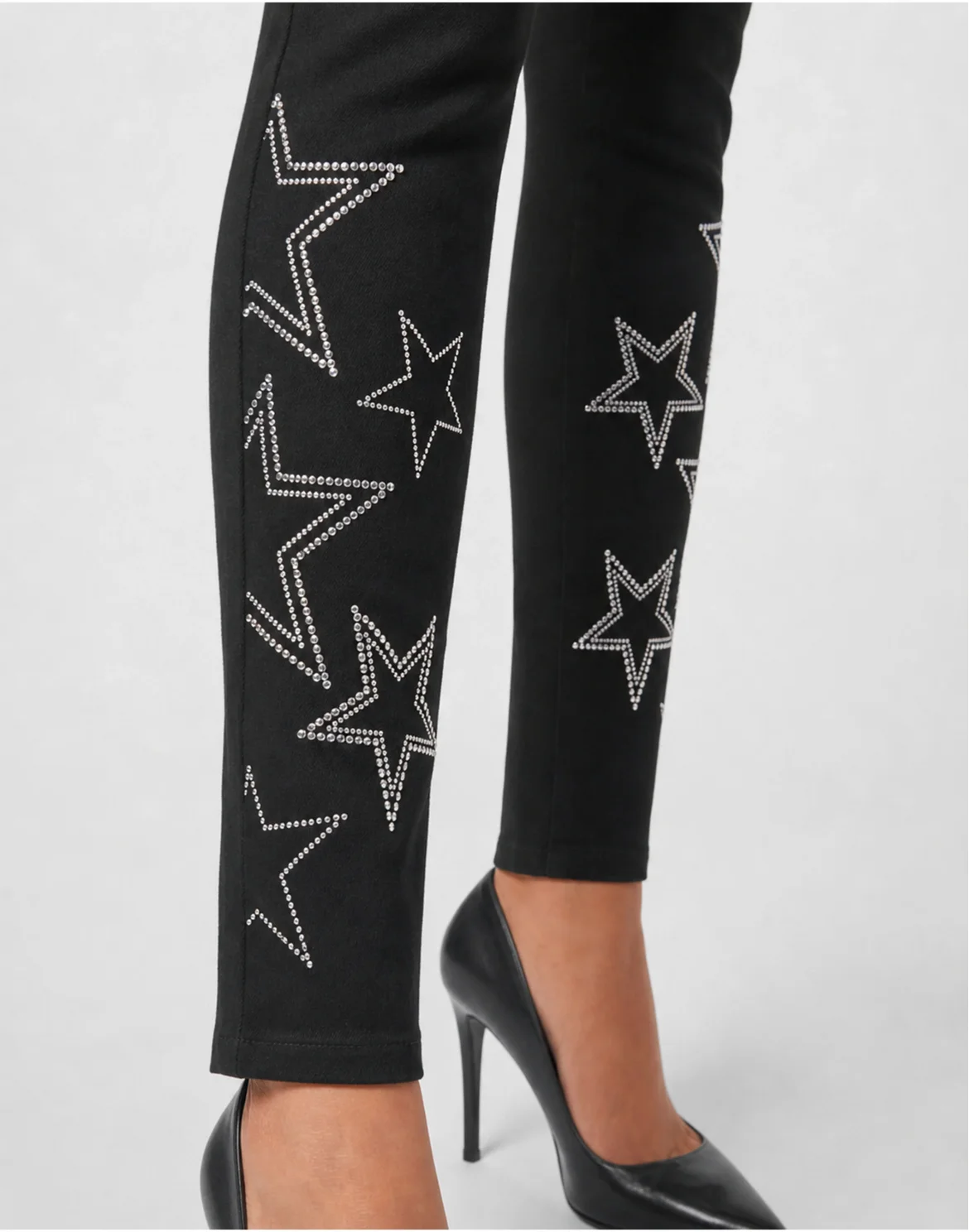 Slim Fit Jeans Star Studs And Strass, цвет: Черный