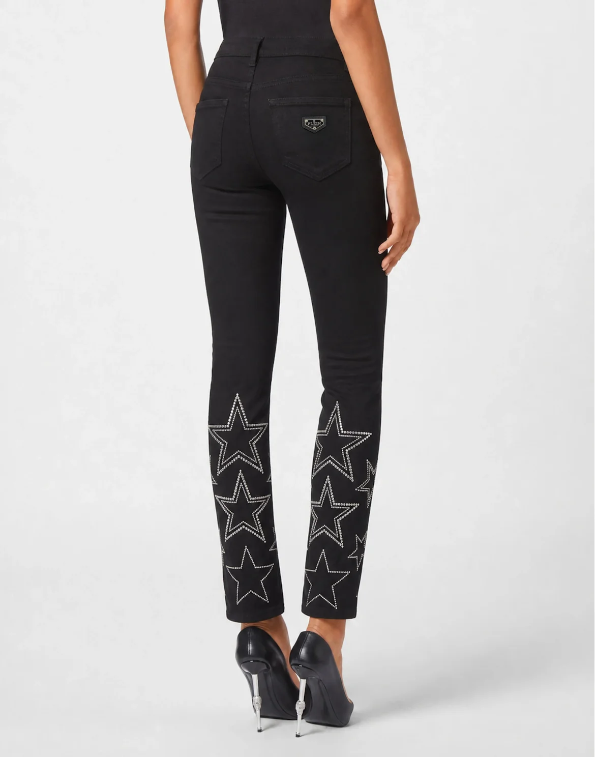 Slim Fit Jeans Star Studs And Strass, цвет: Черный