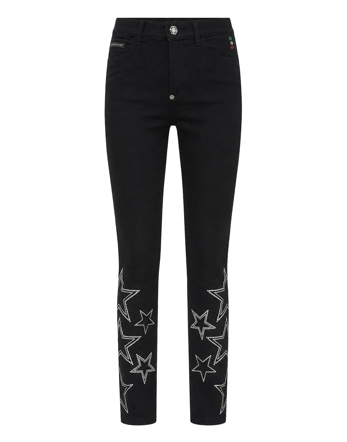 Slim Fit Jeans Star Studs And Strass, цвет: Черный