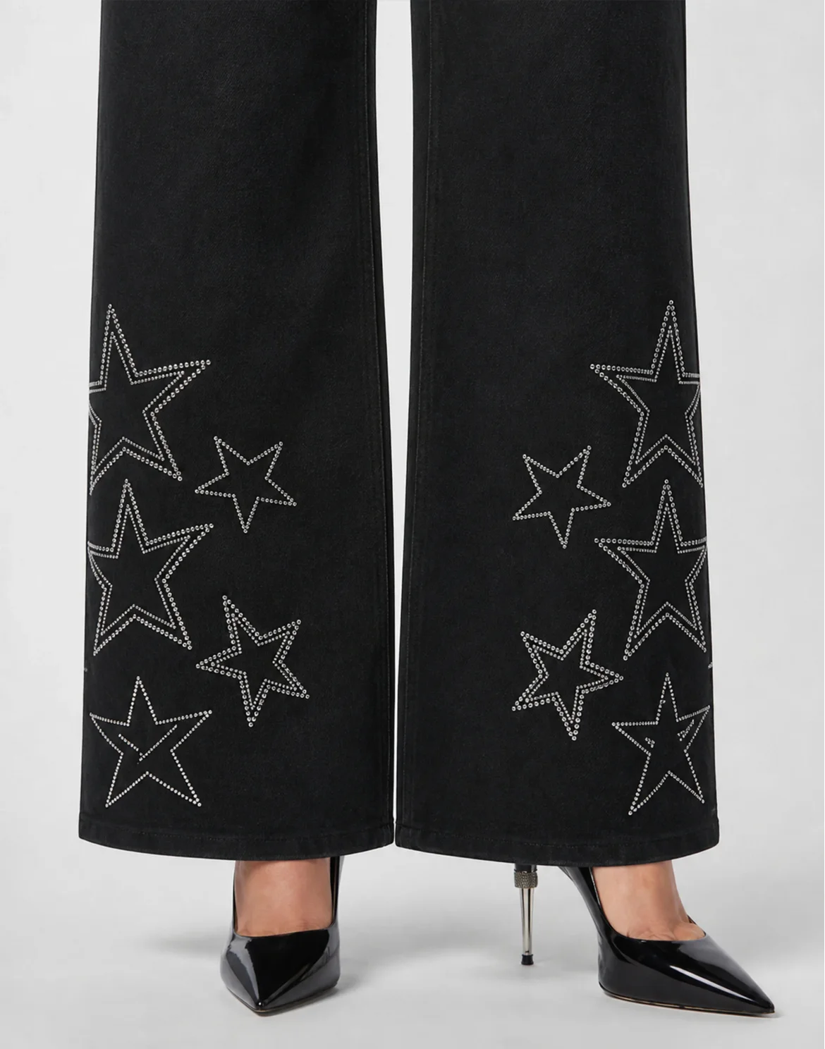 Straight Fit Jeans Star Studs And Strass, цвет: Черный