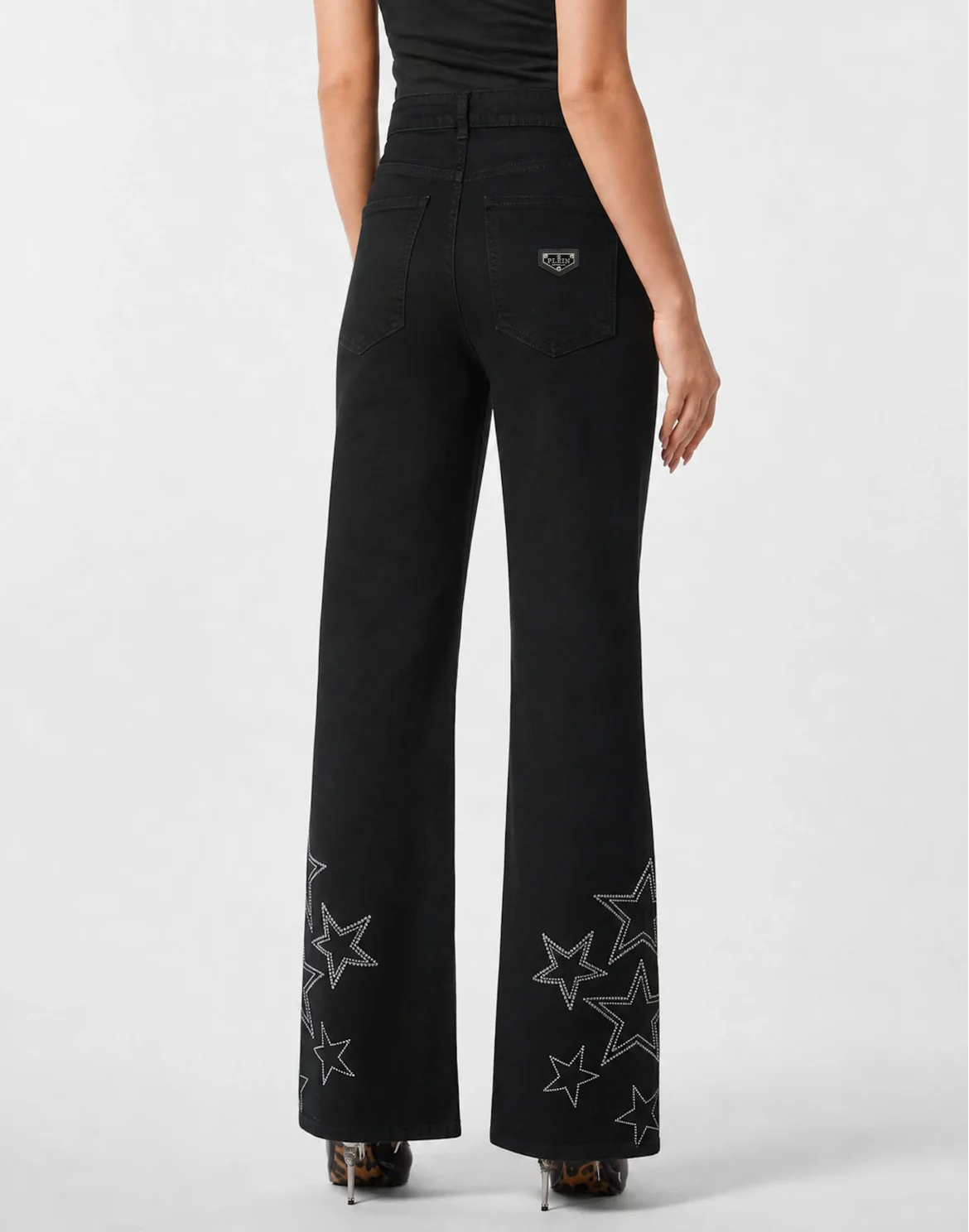 Straight Fit Jeans Star Studs And Strass, цвет: Черный