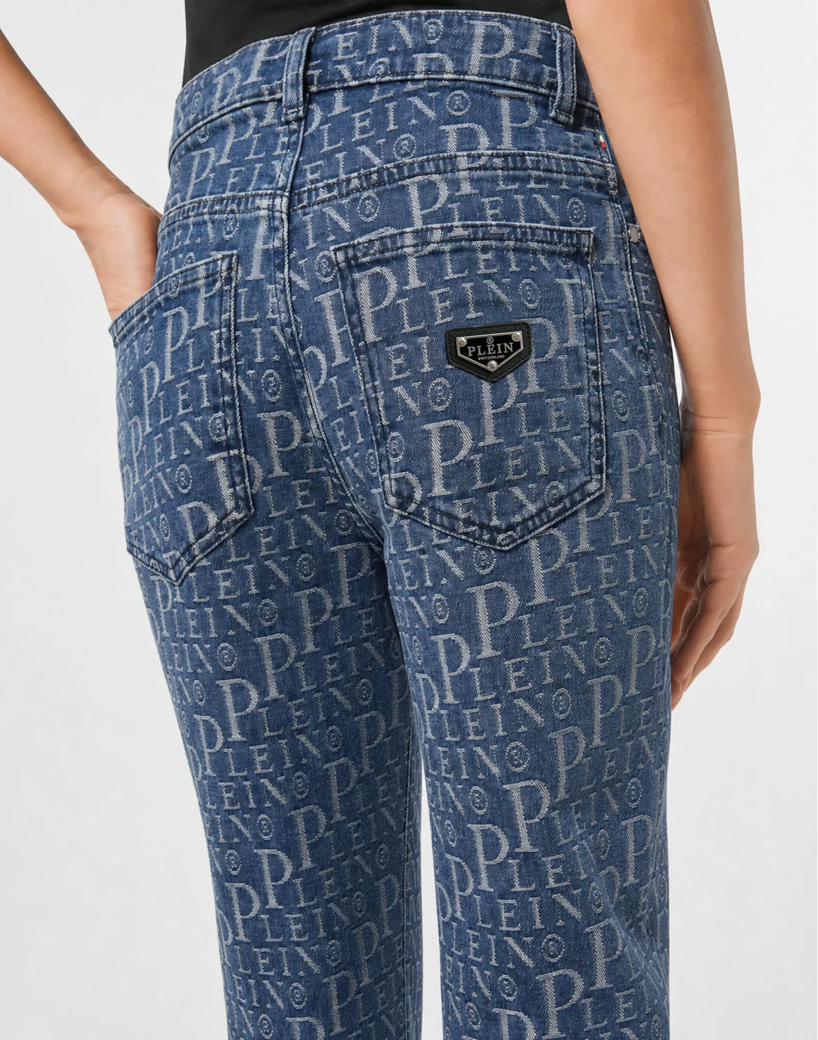 Straight Fit Jeans Diagonal Logo Laser, цвет: Синий