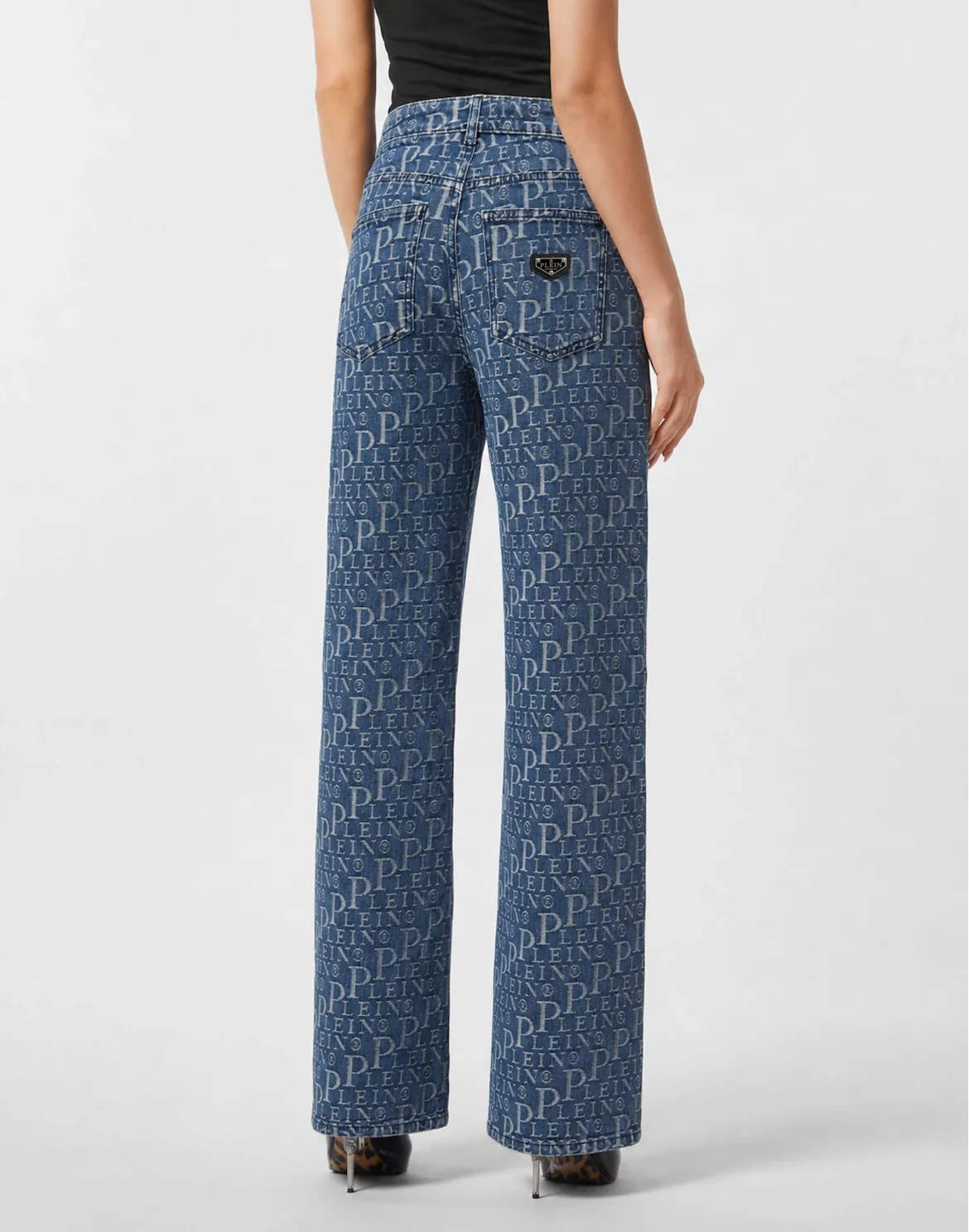 Straight Fit Jeans Diagonal Logo Laser, цвет: Синий