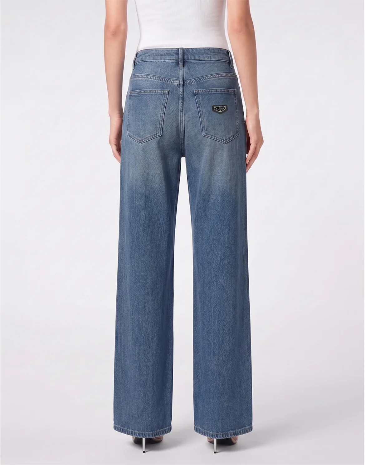 Straight Fit Jeans Full Crystal Strass, цвет: Синий