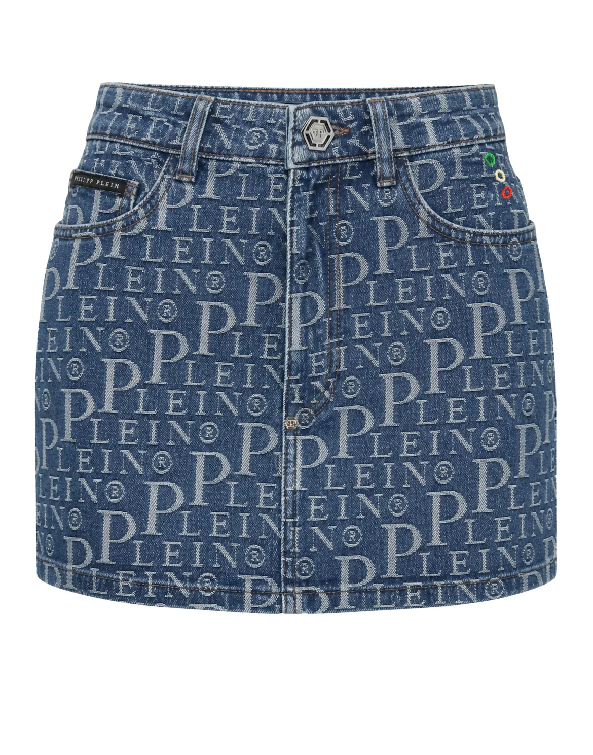 Denim Mini Skirt Diagonal Logo Laser, цвет: Синий