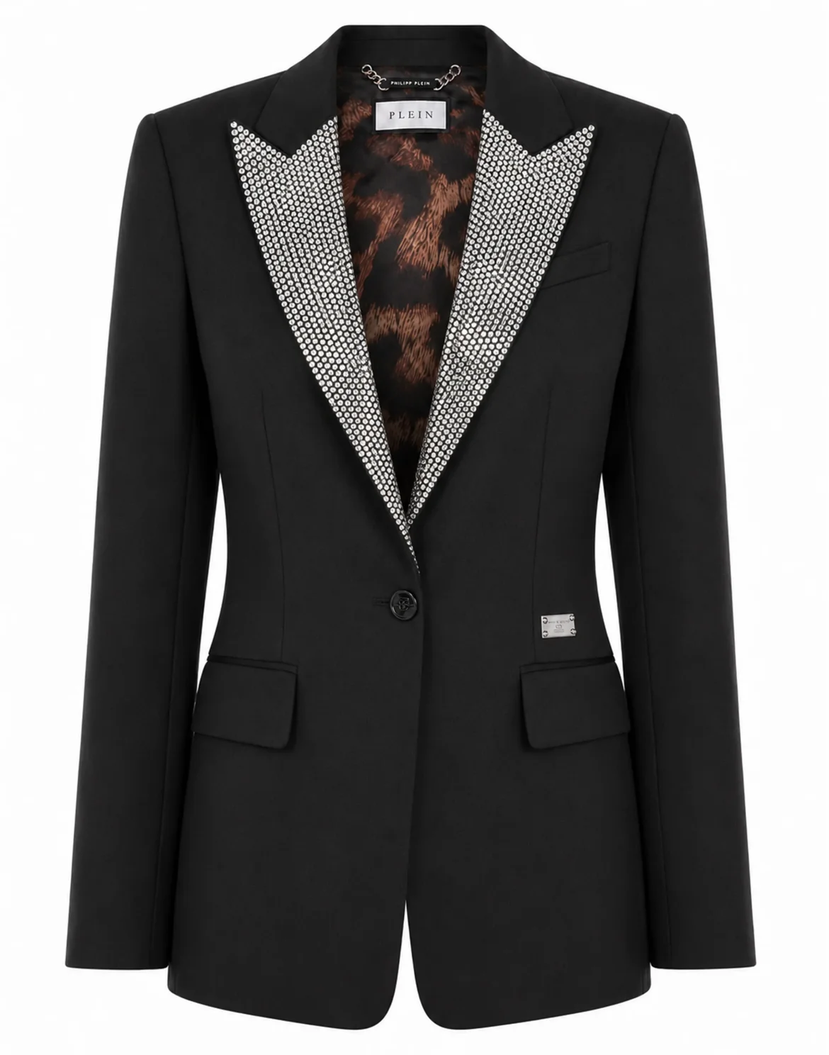Single Breasted Fit Blazer Crystal Strass, цвет: Черный